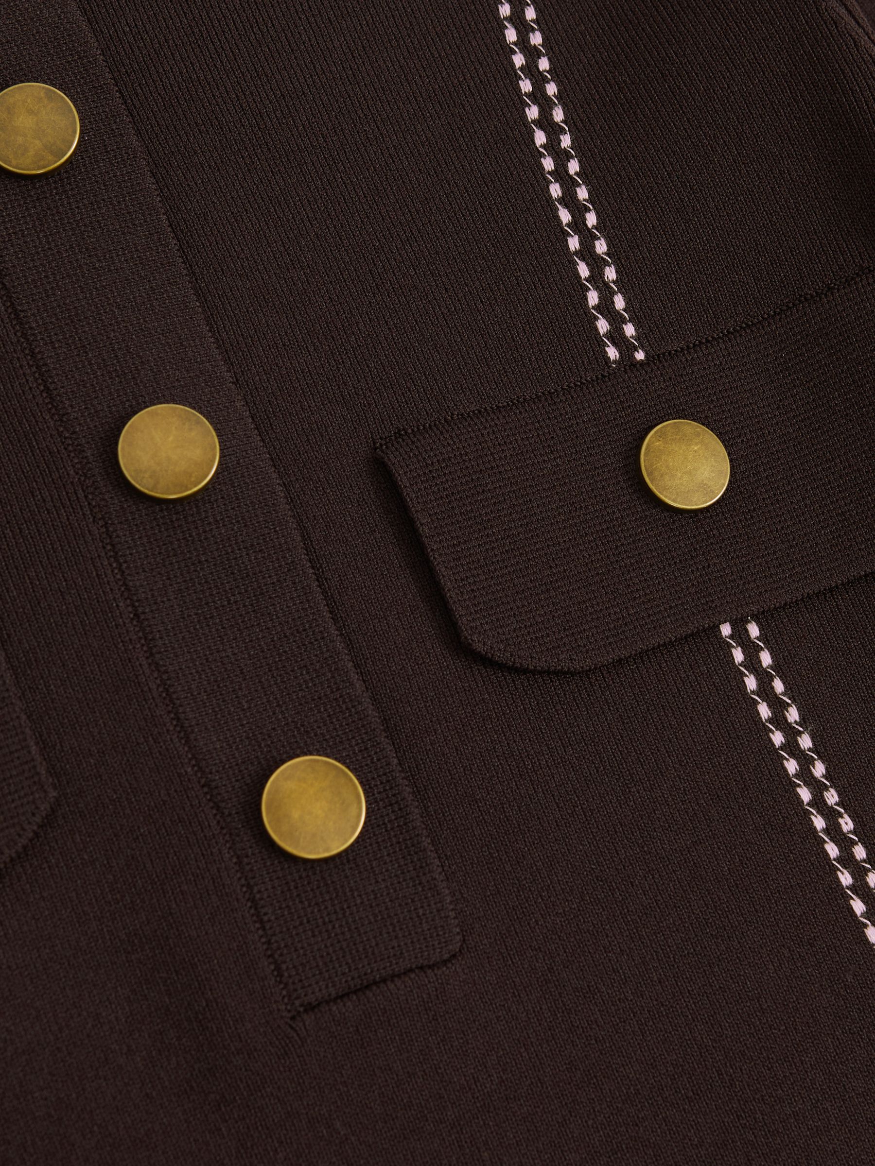 Contrast-Stitch Knit Top in Burgundy