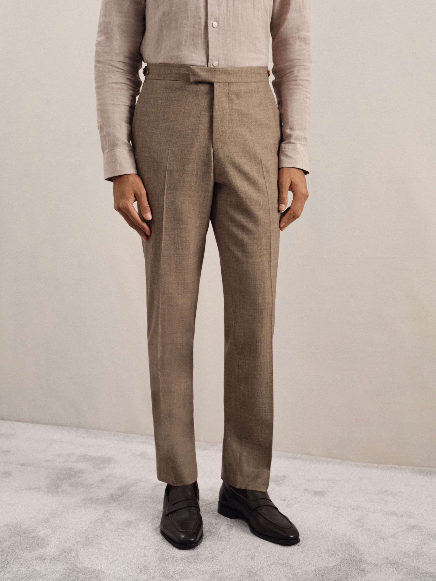 Slim-Fit Suit Trousers With Wool in Brown