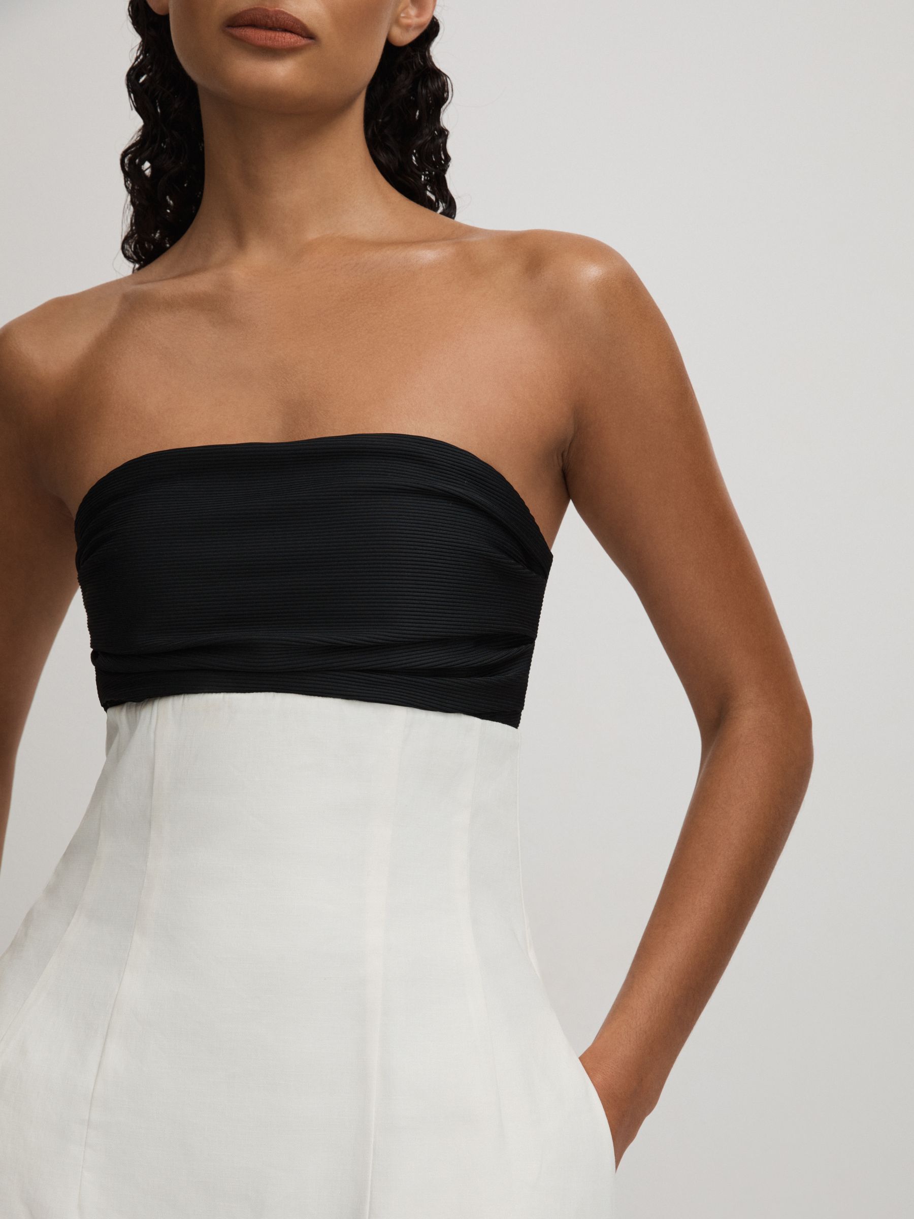 Marcia Ivory Anna Quan Linen-Jersey Strapless Maxi Dress