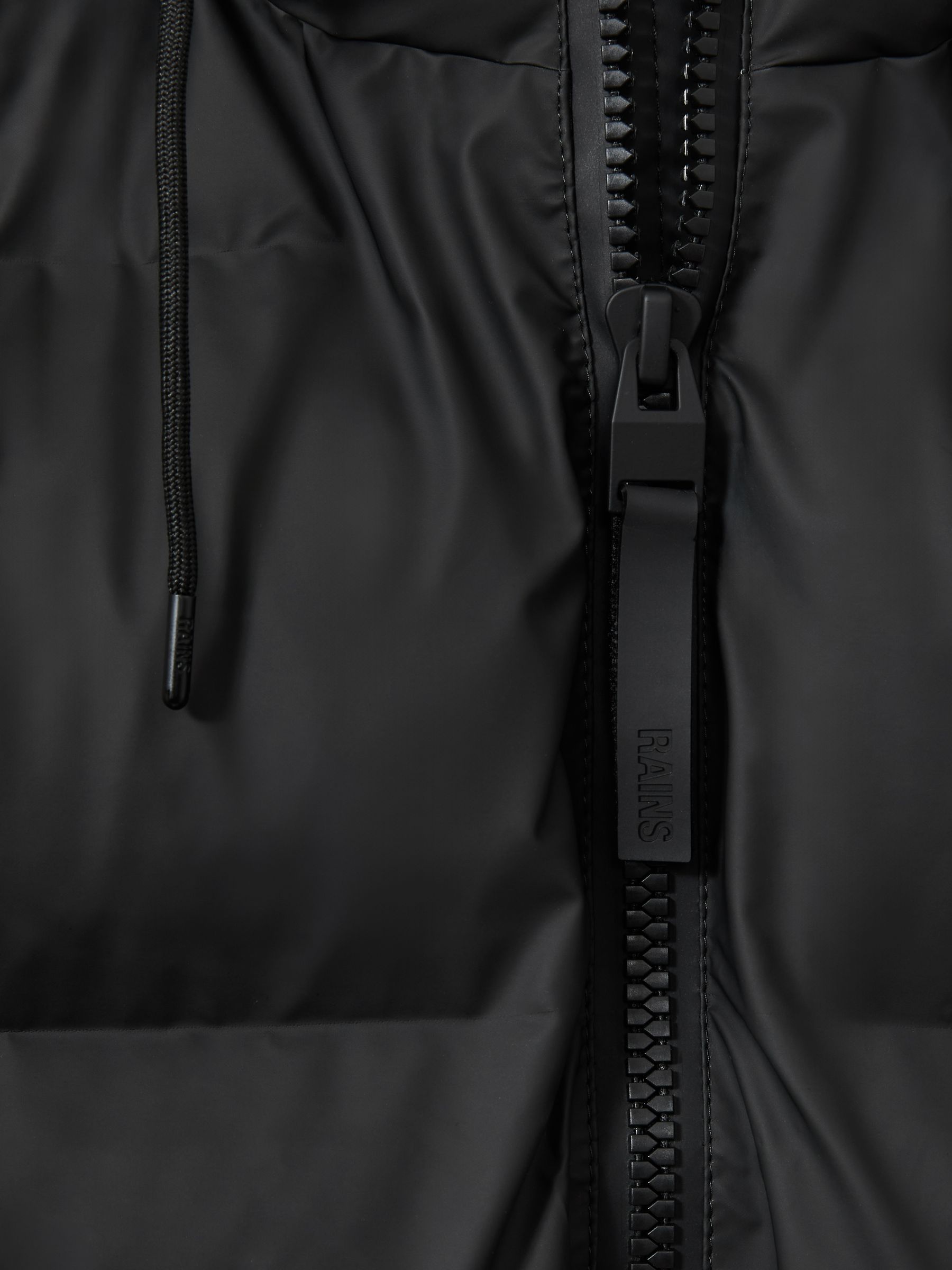 Rains Long Hooded Puffer Jacket in Black