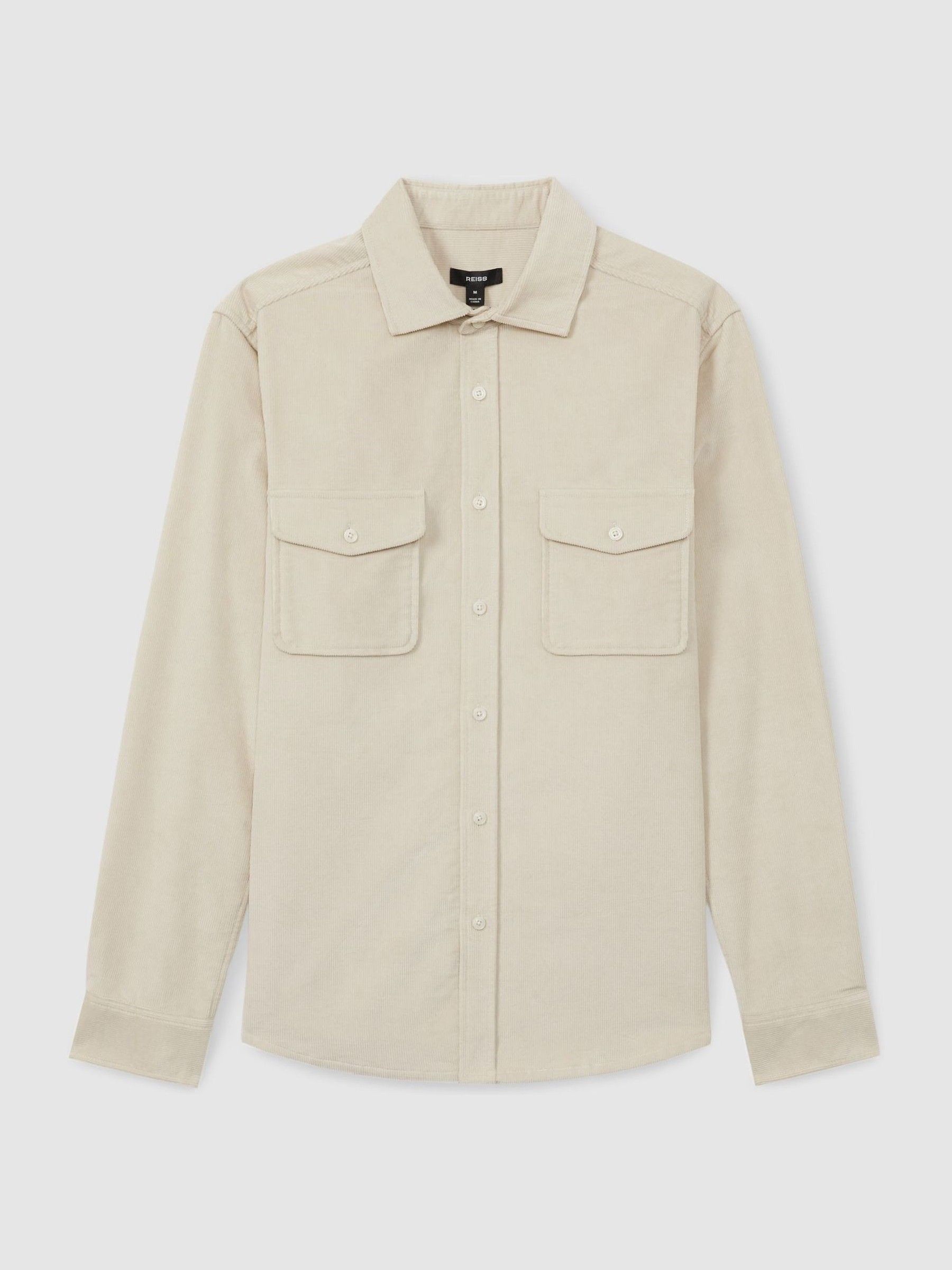 Cotton-Blend Corduroy Overshirt in Stone