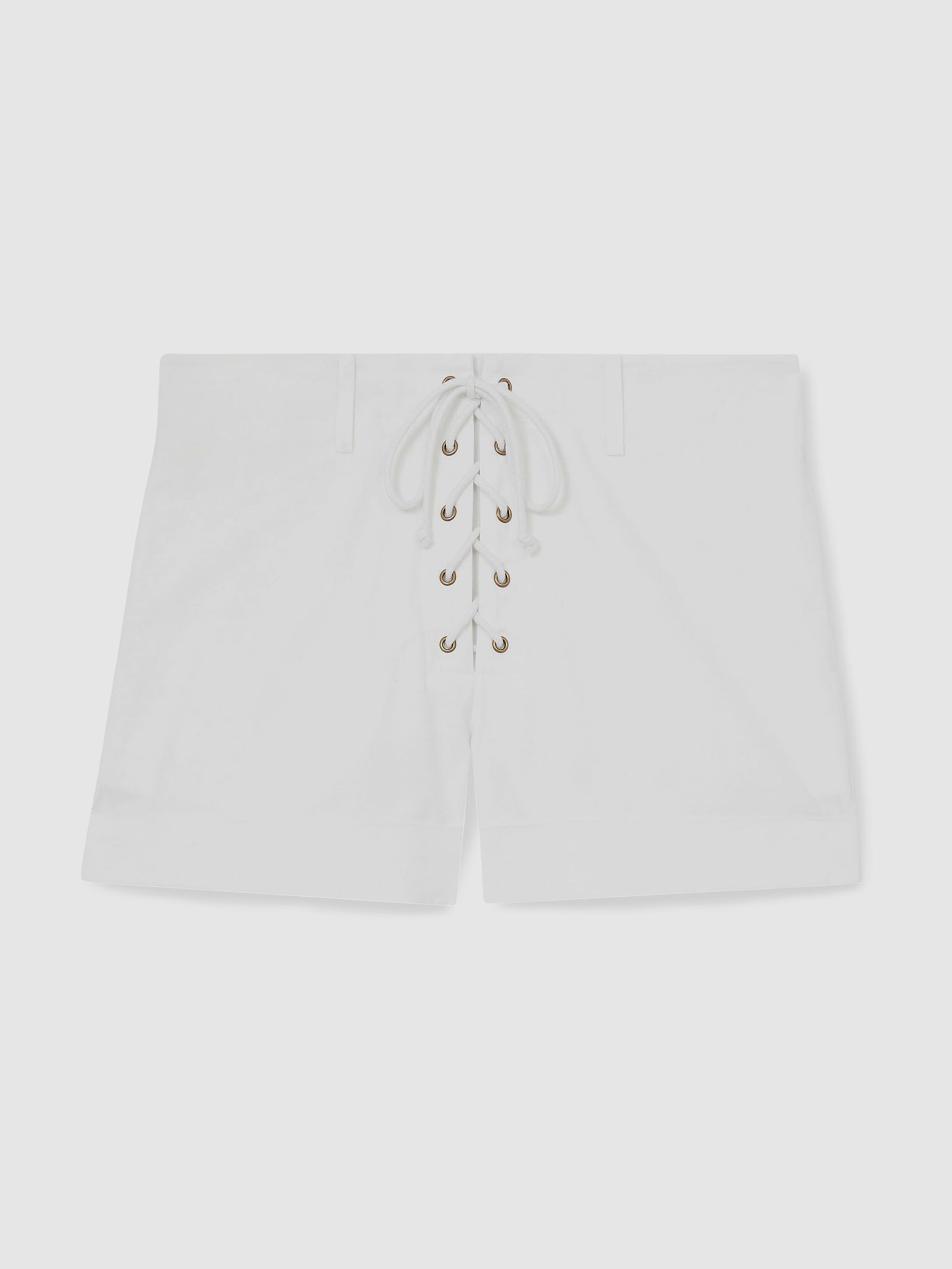 Cotton Lace-up Shorts in White