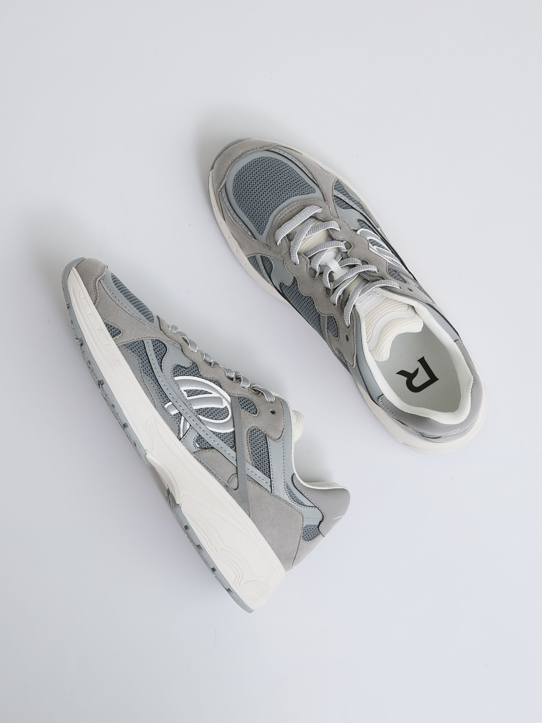 Nubuck and Mesh Trainers in Grey