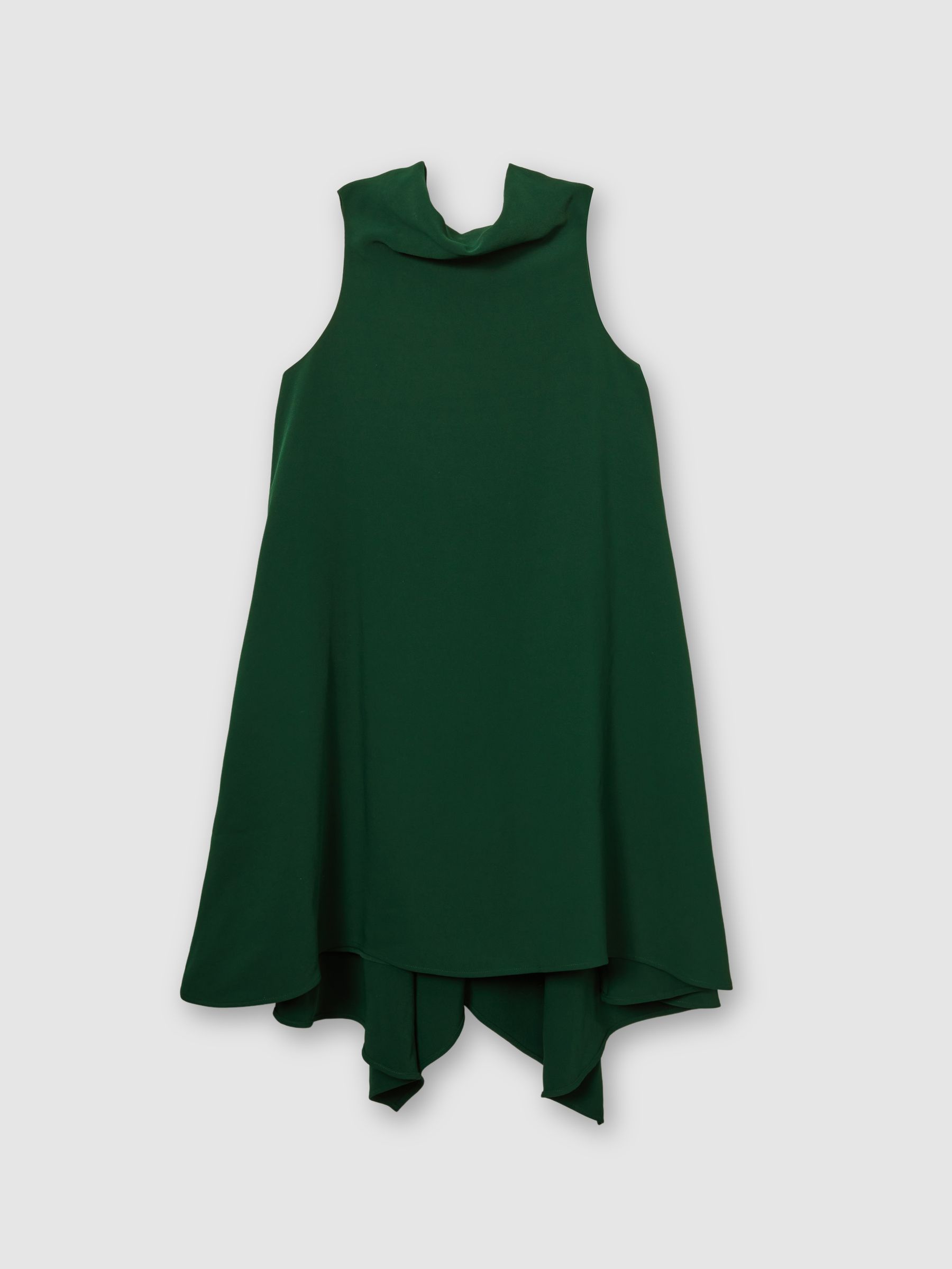 High-Neck Drape Back Mini Dress in Green