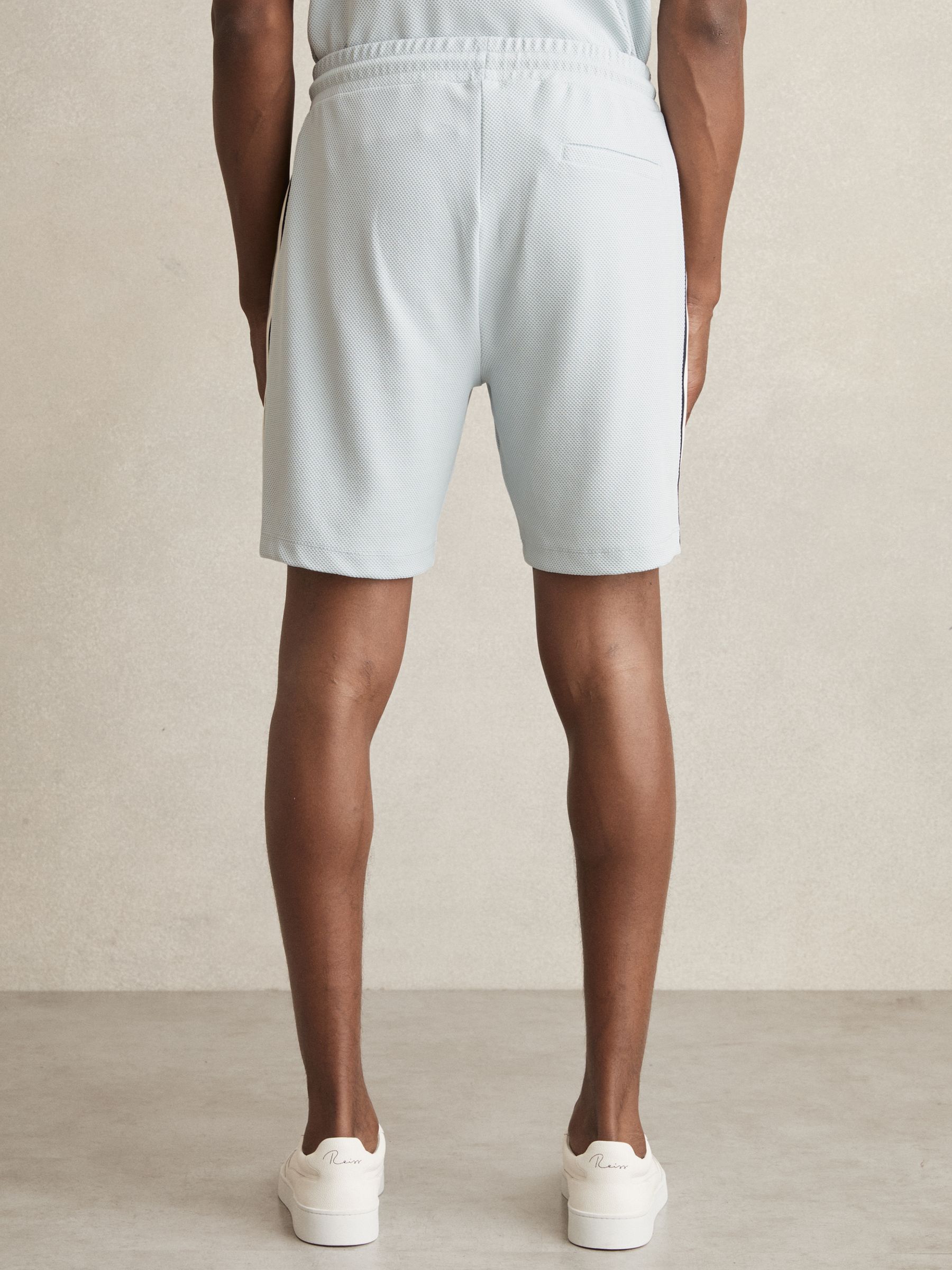 Textured Tape Drawstring Shorts in Ice Blue