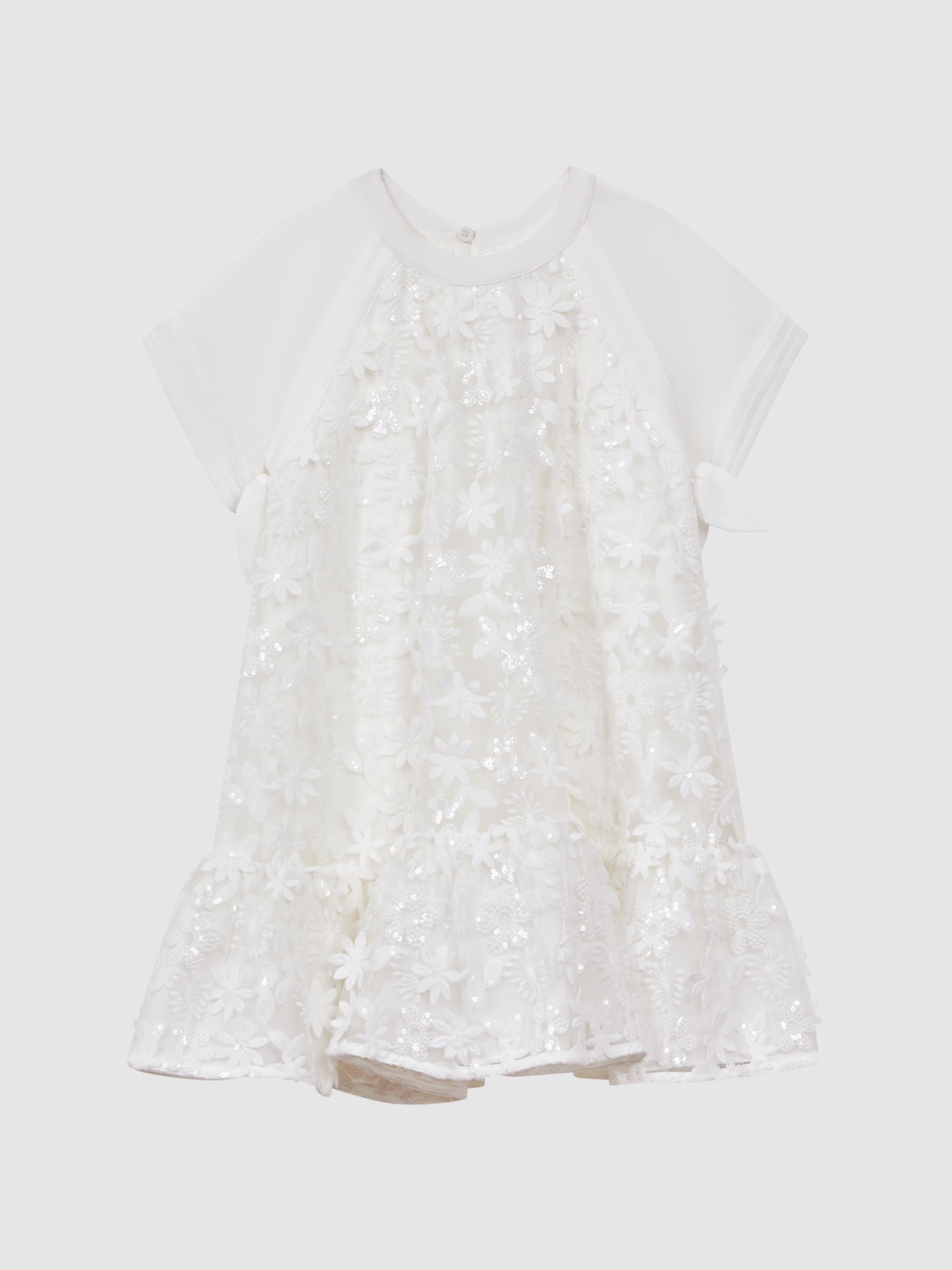 9-13 yrs Embellished Flared Dress in Ivory