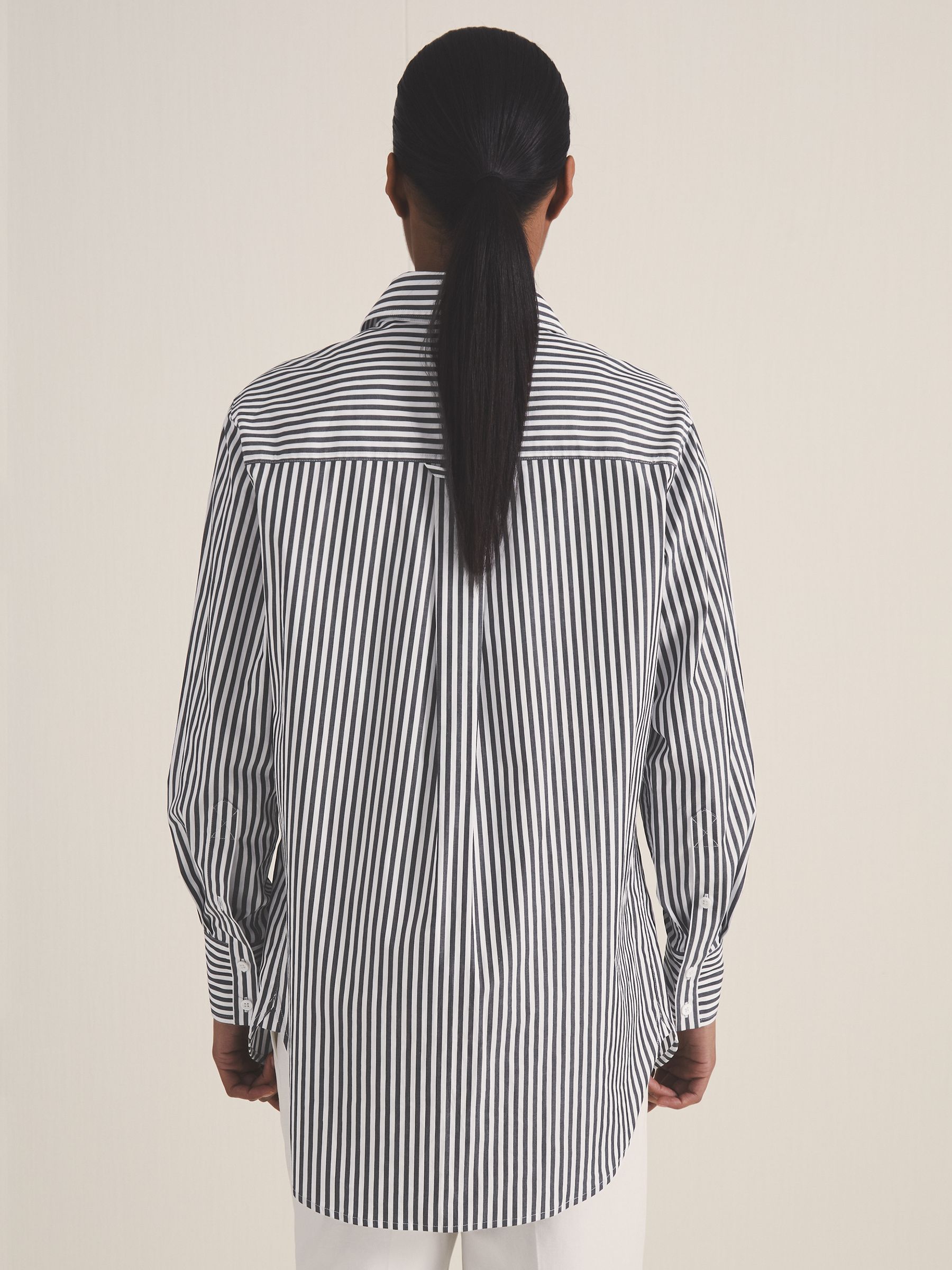 Reiss | Les 100 Ciels Stripe Shirt in White/Navy