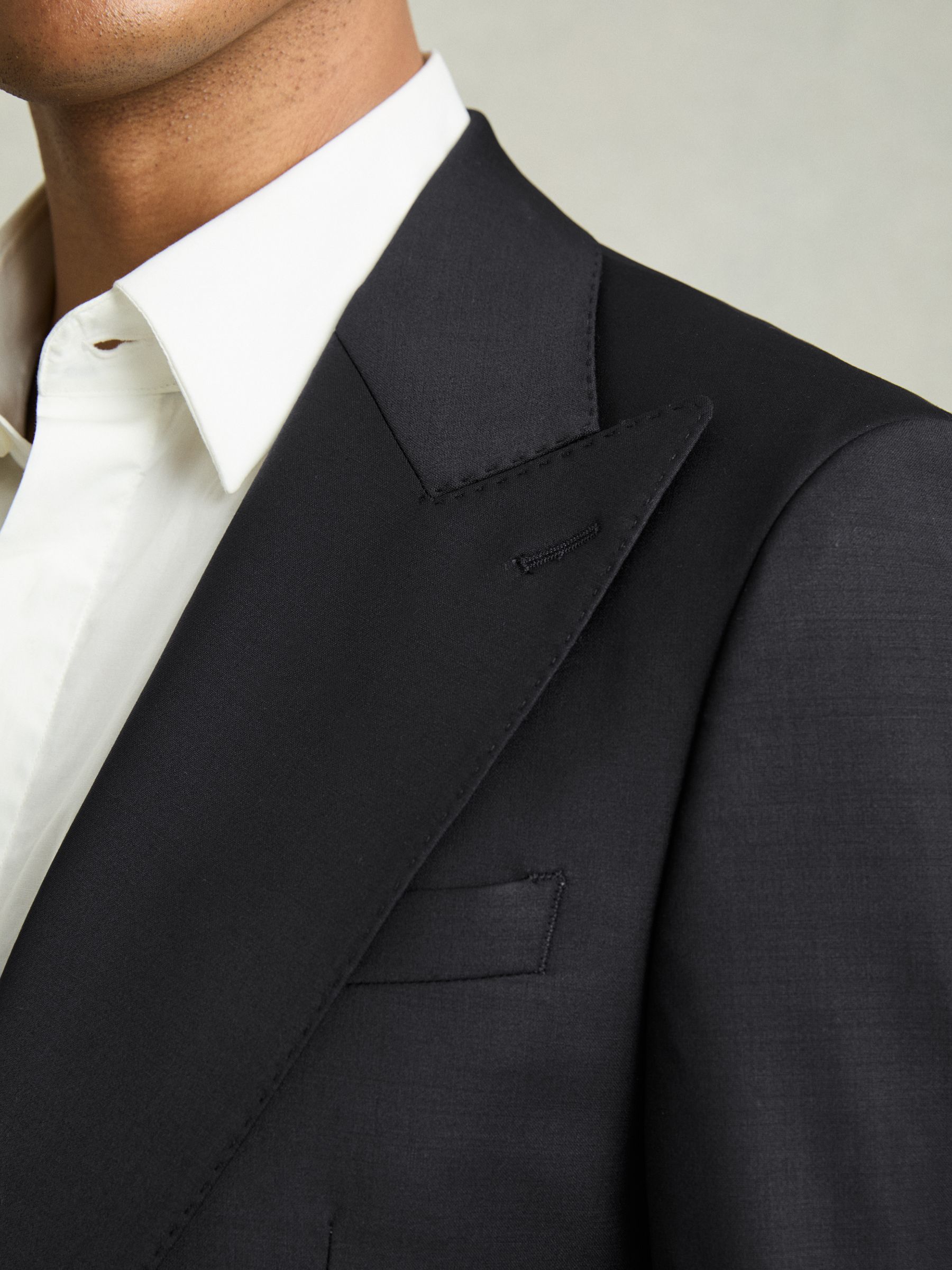 Regular-Fit Single-Breasted Wool-Blend Suit Blazer in Navy