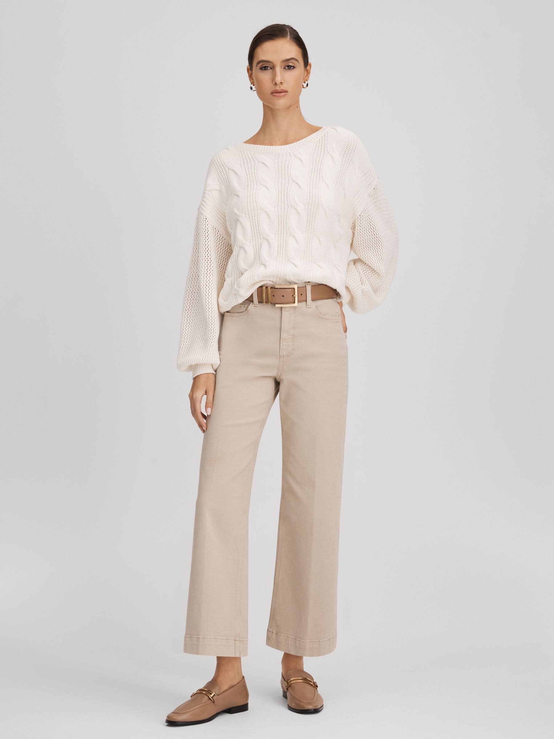 Paige Cotton Blend Knitted Jumper in Ivory