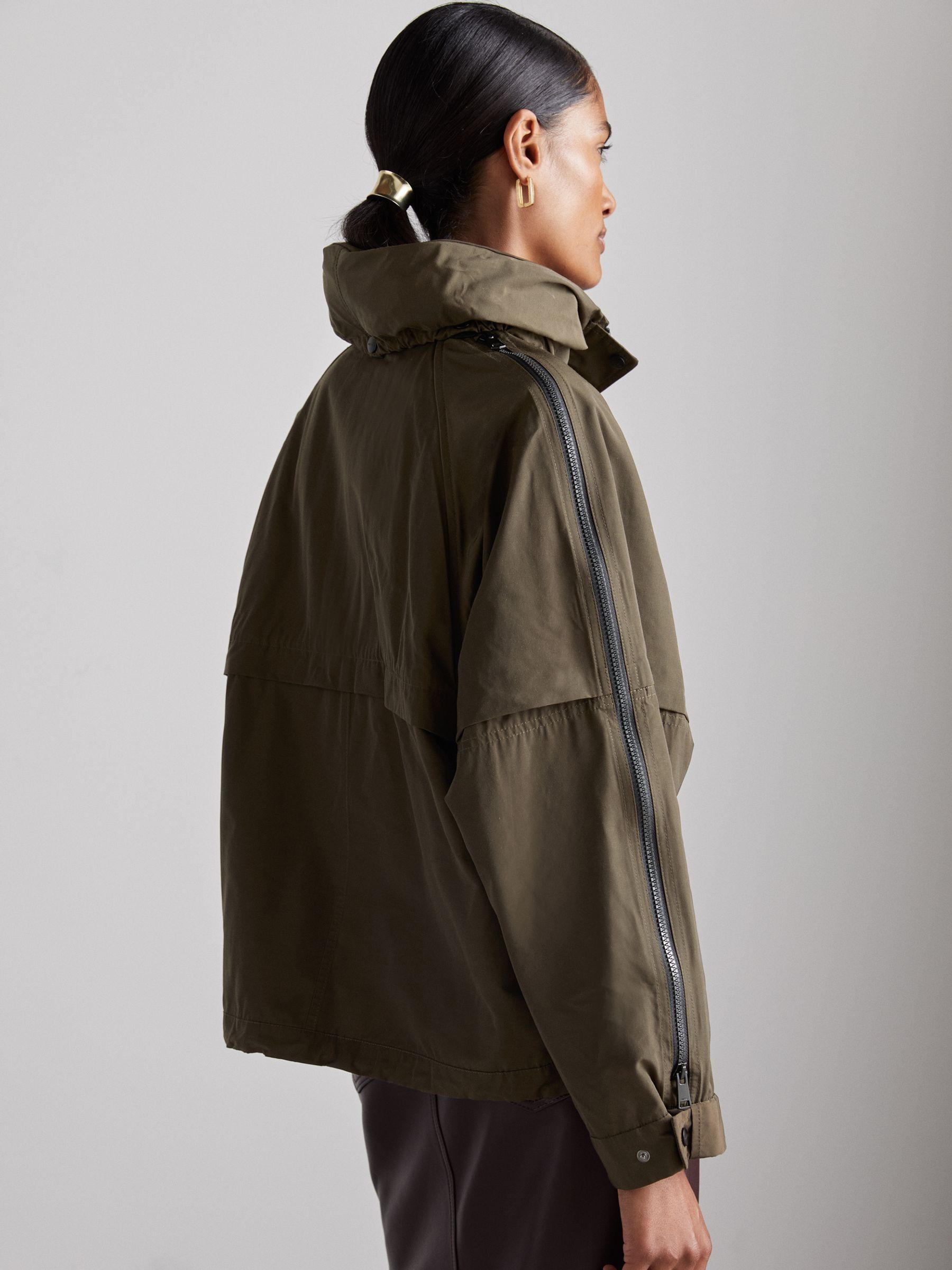 Atelier Zipped-Shell Coat in Khaki