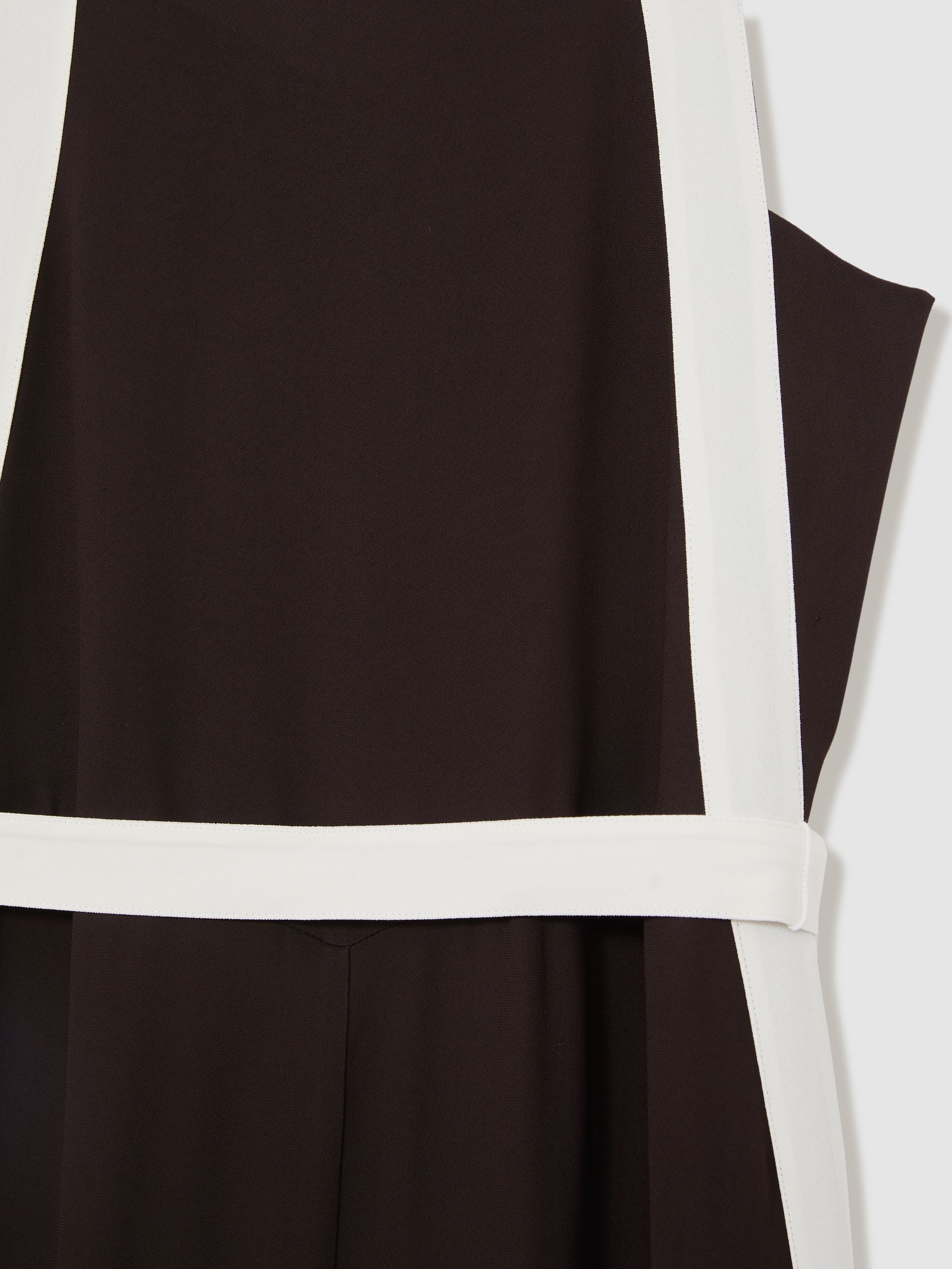 Colourblock Wide Leg Belted Jumpsuit in Chocolate/Cream