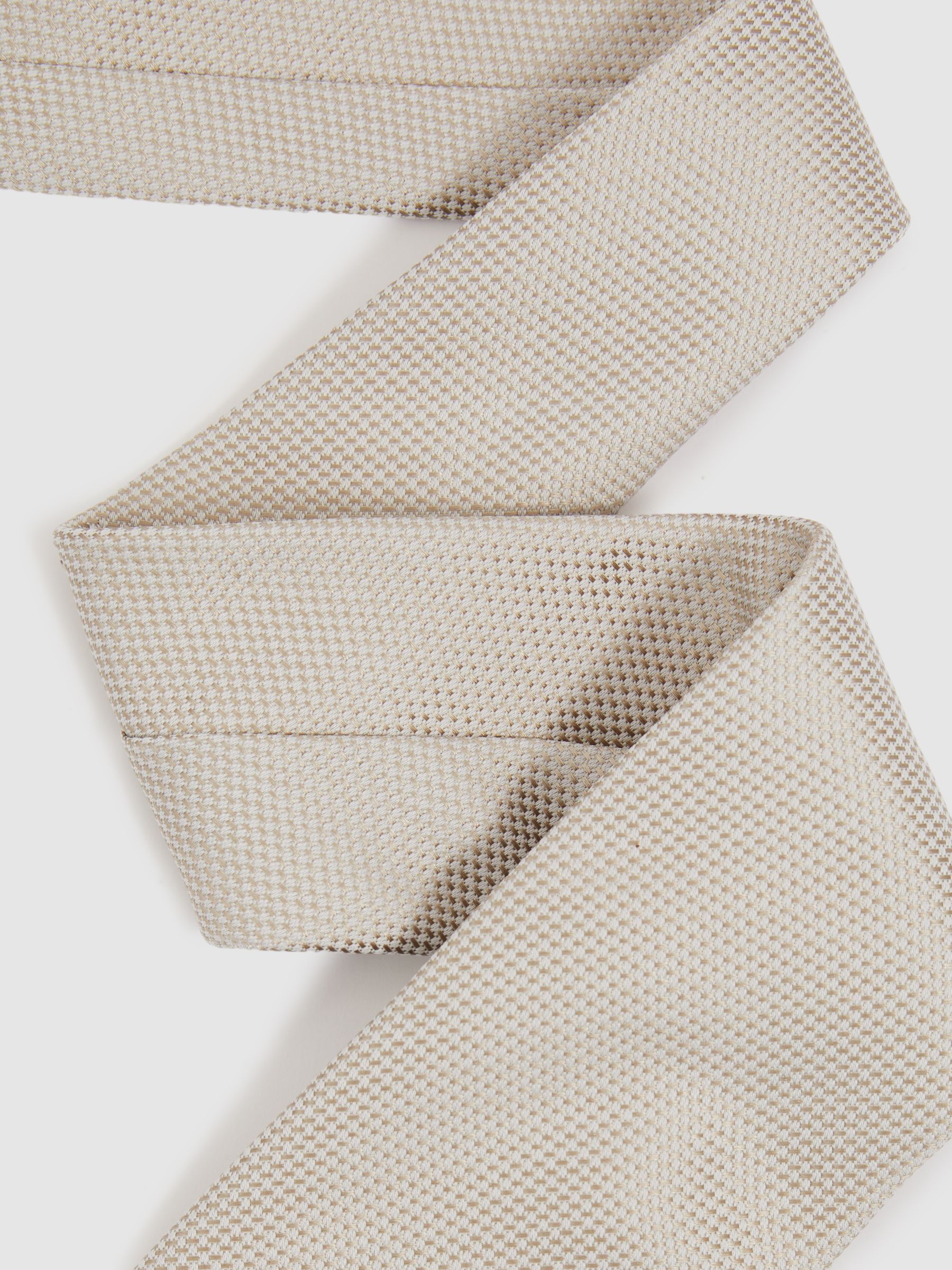 Textured Silk Blend Tie in Soft Champagne