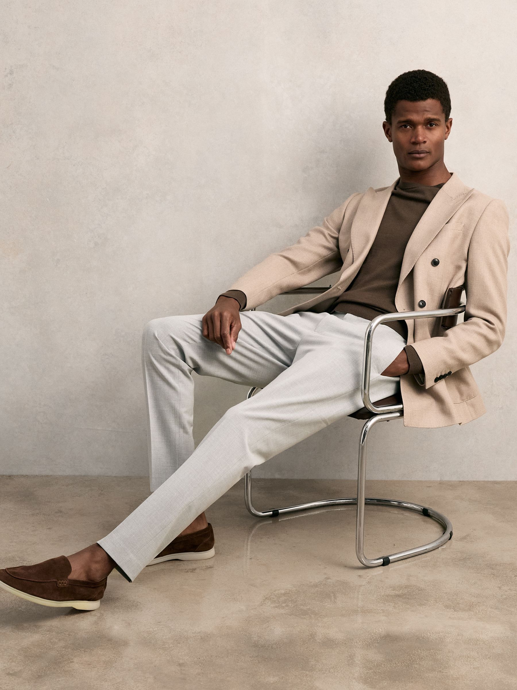 Stretch Slim Fit Drawstring Trousers in Grey