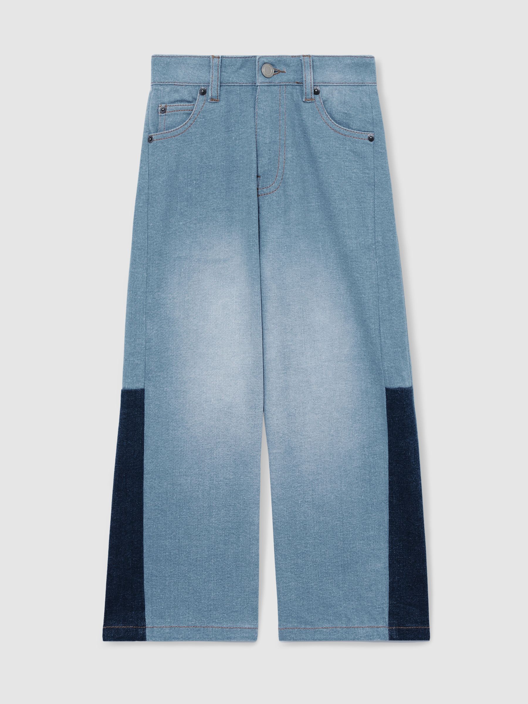 13-14 yrs Patchwork Denim Jeans Two-Tone in Blue