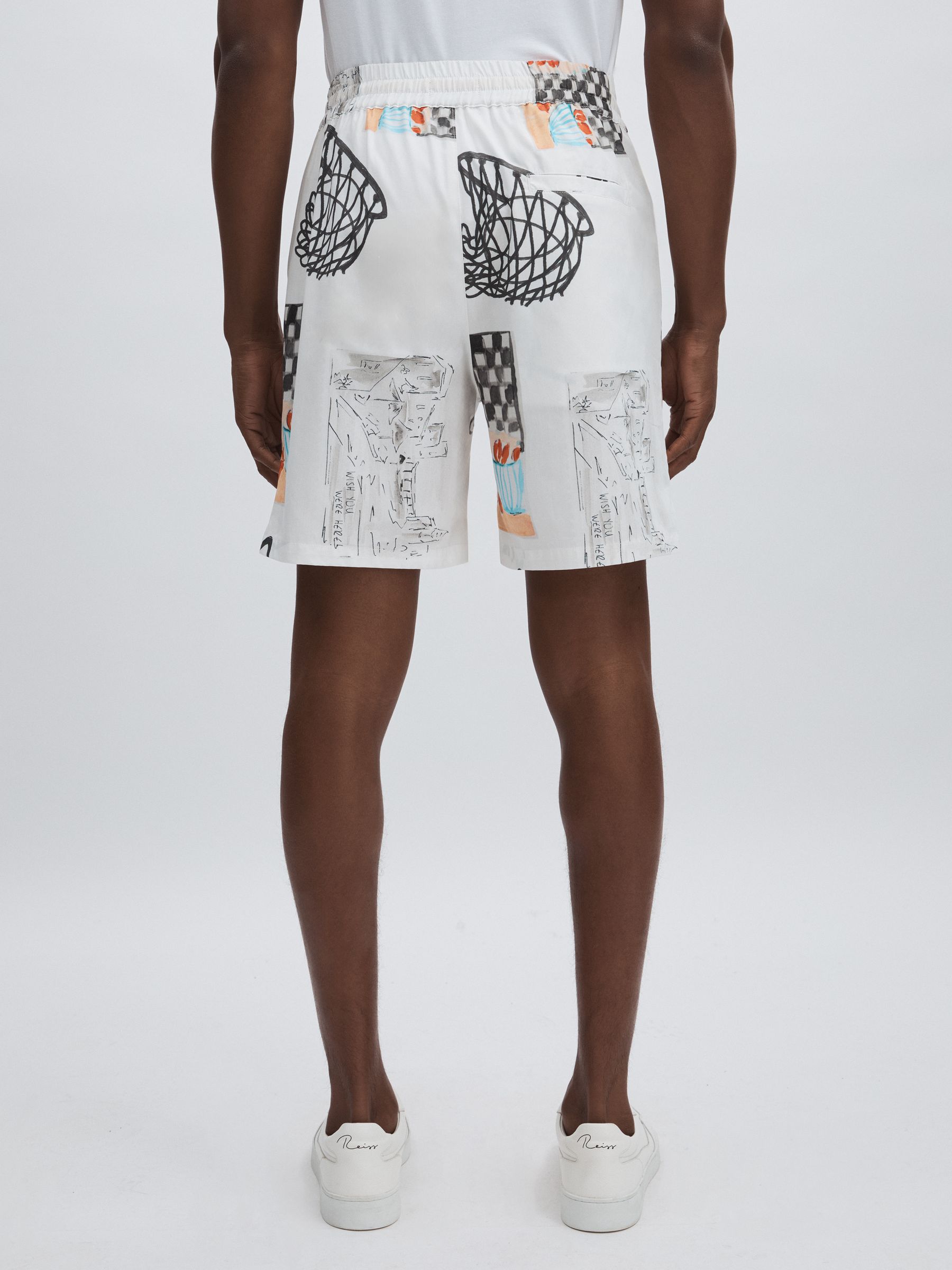 100% Organic Cotton Printed Shorts in Ivory Print