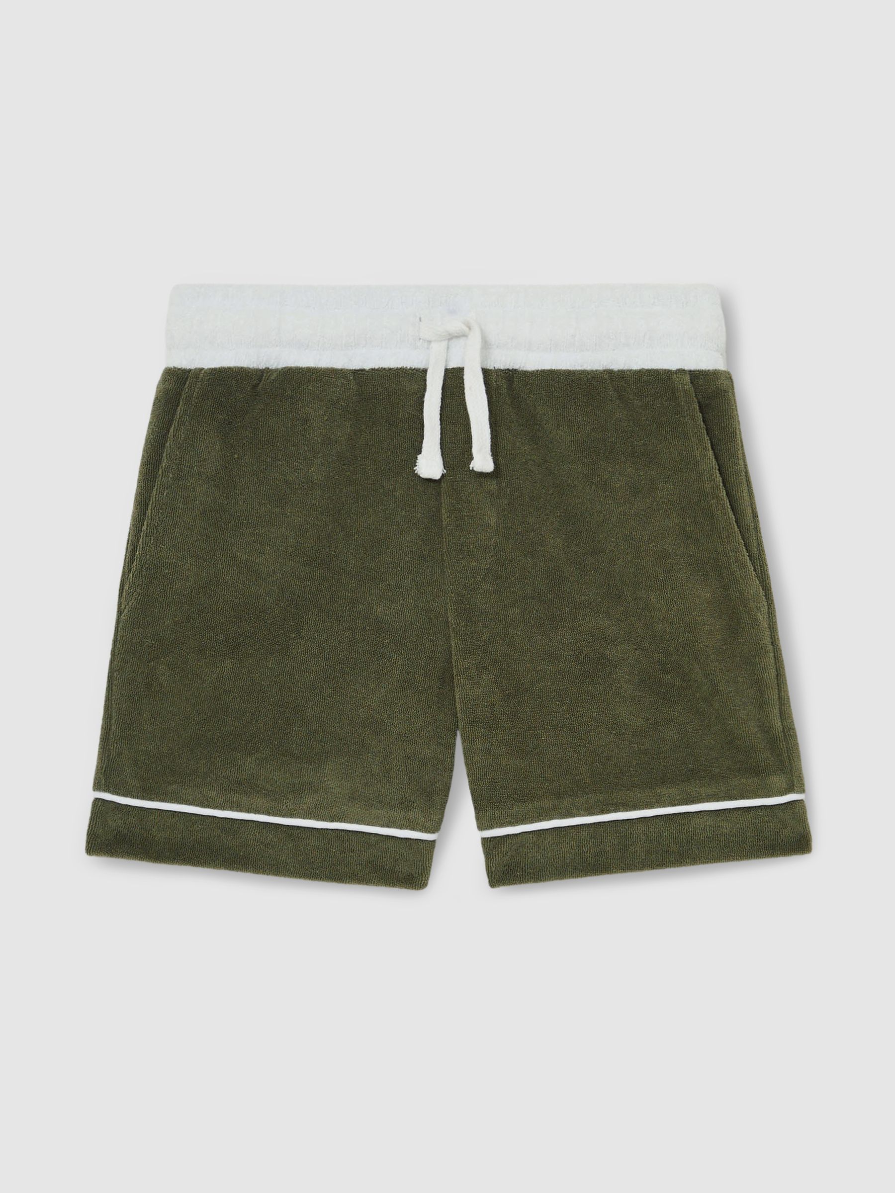 9-13 yrs Velour Colour-Block Shorts in Green Multi