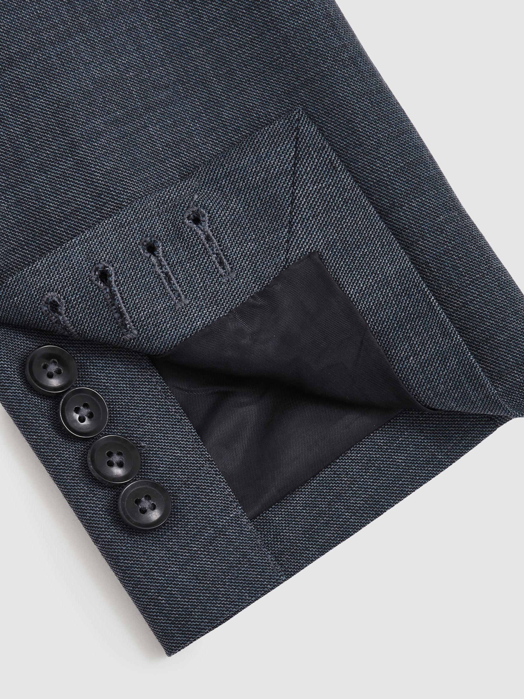 Regular-Fit Double-Breasted Sharkskin Wool-Blend Suit Blazer in Airforce Blue