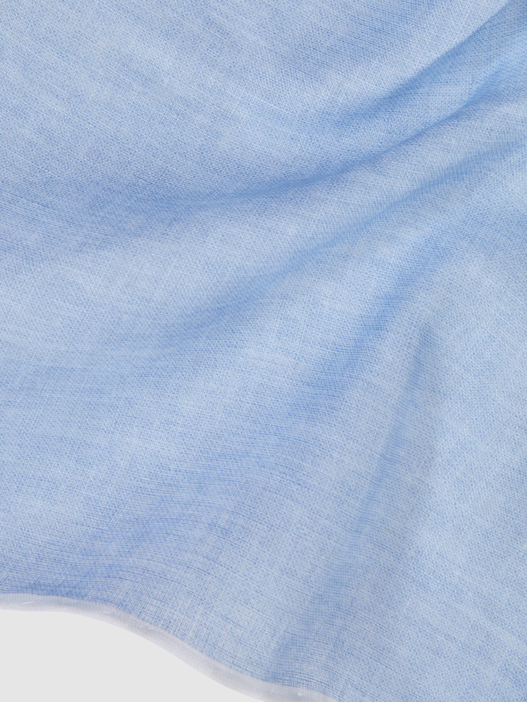 Linen Contrast Trim Pocket Square in Sky Blue Melange
