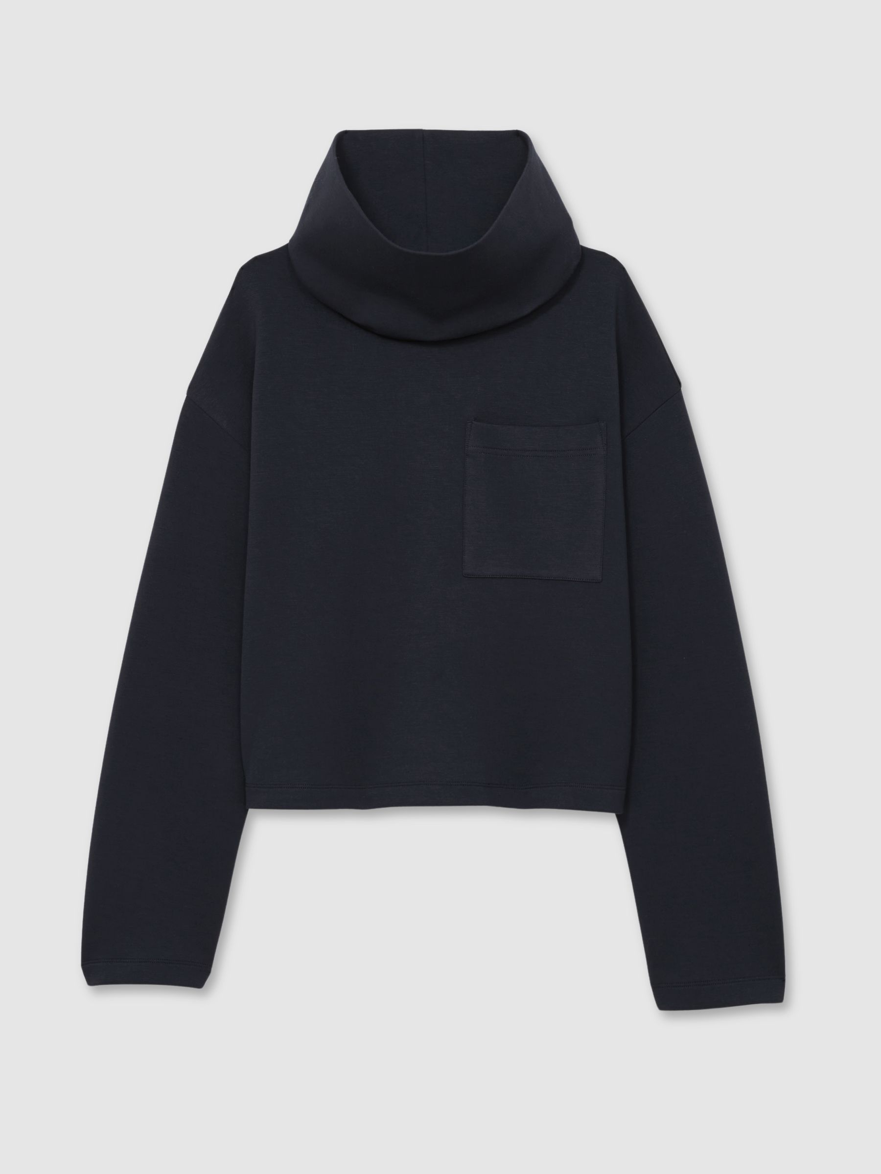 Interlock Jersey Funnel Neck Sweatshirt in Navy