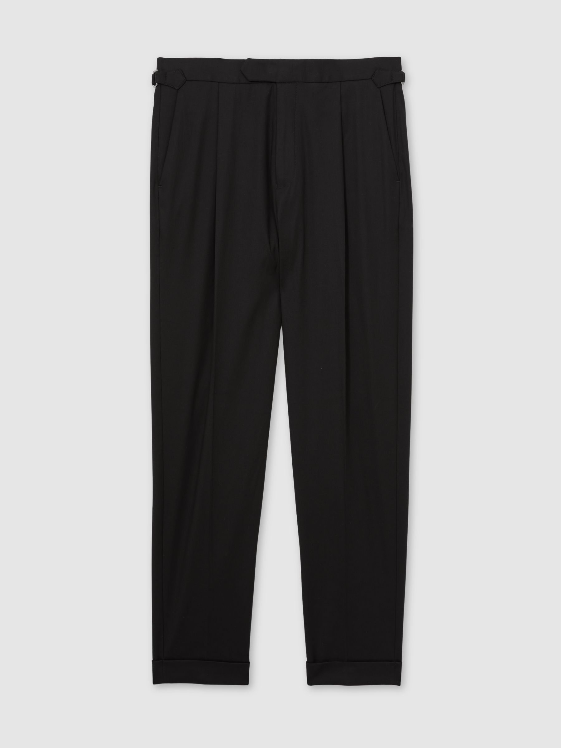 Cotton-Blend Tapered Trousers in Black