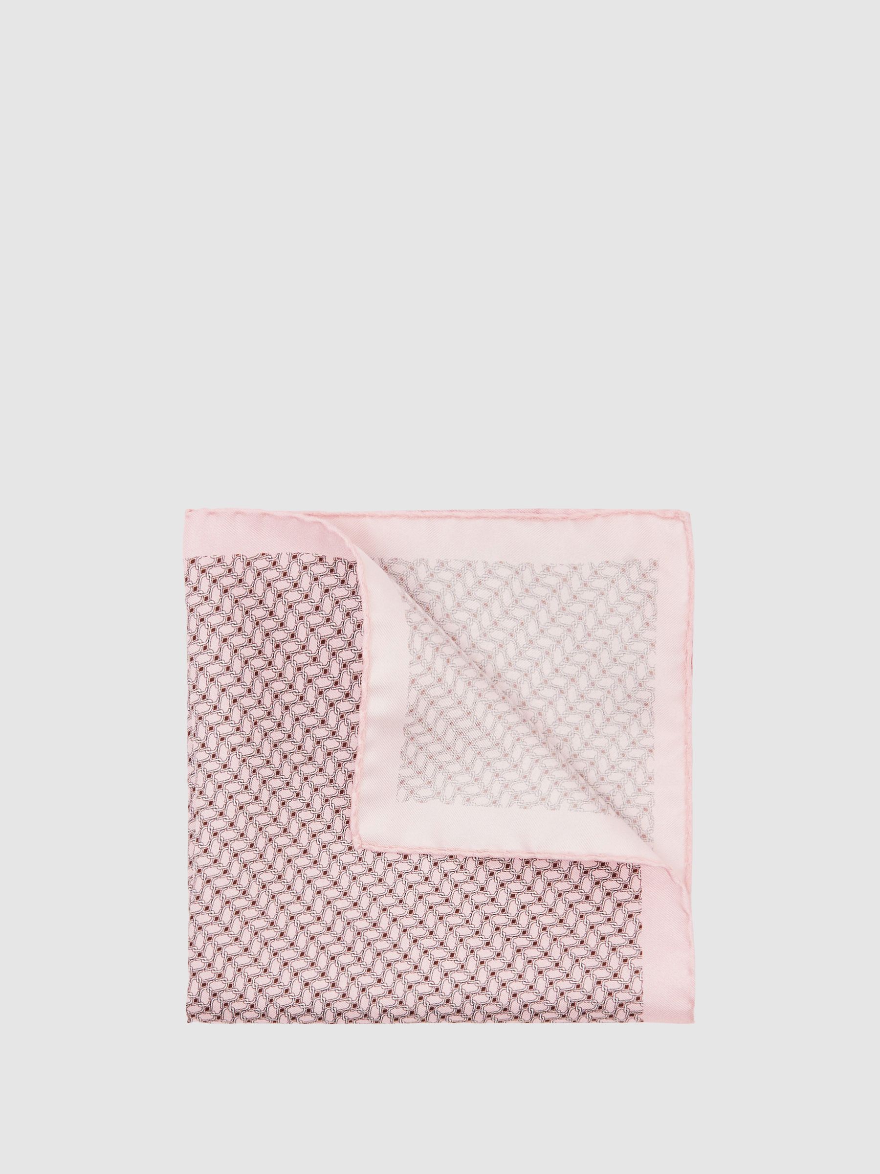 Geo Chain Detail Pocket Square in Soft Pink