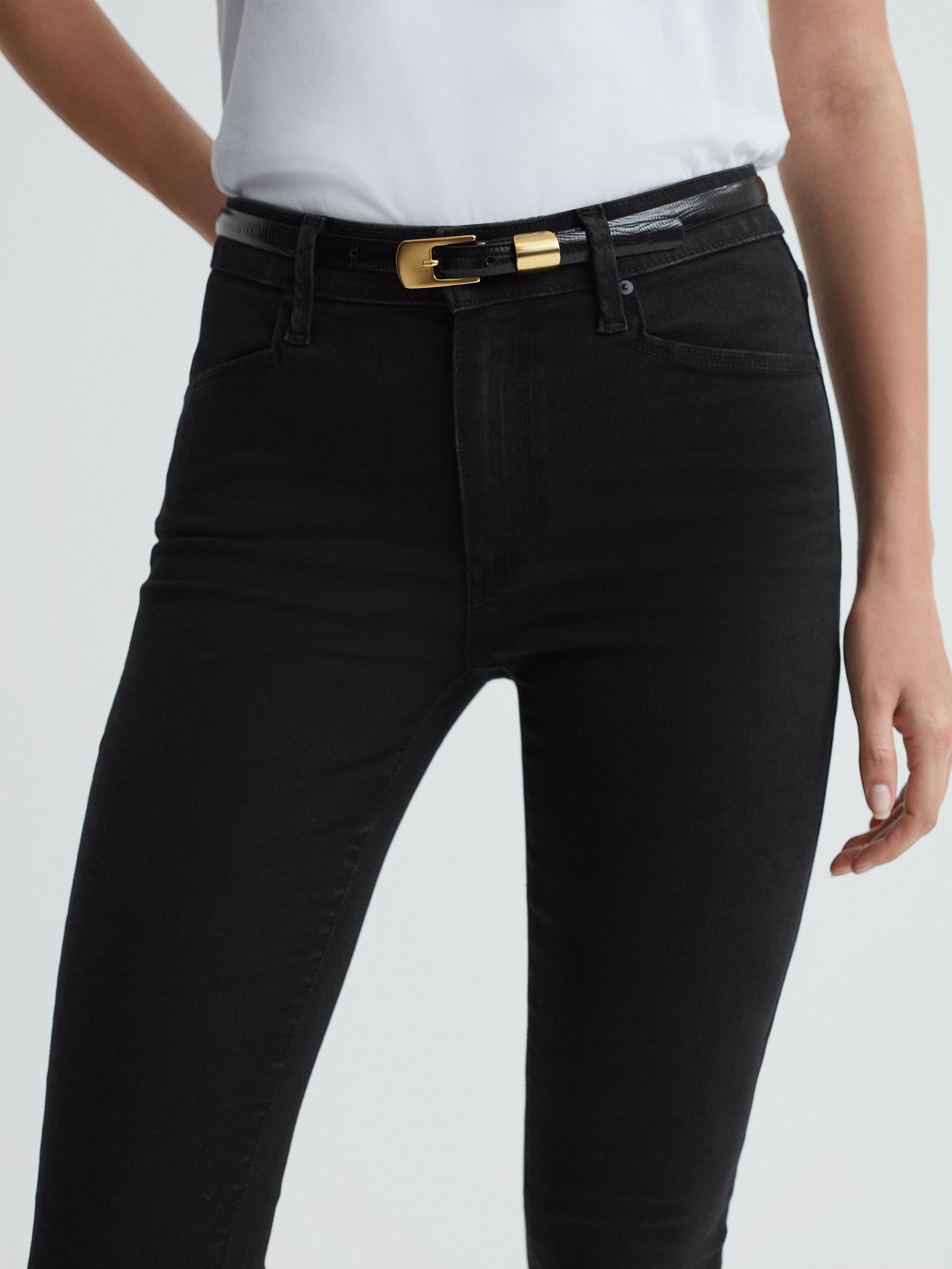 Paige Slim Fit Split Hem Jeans in Slater