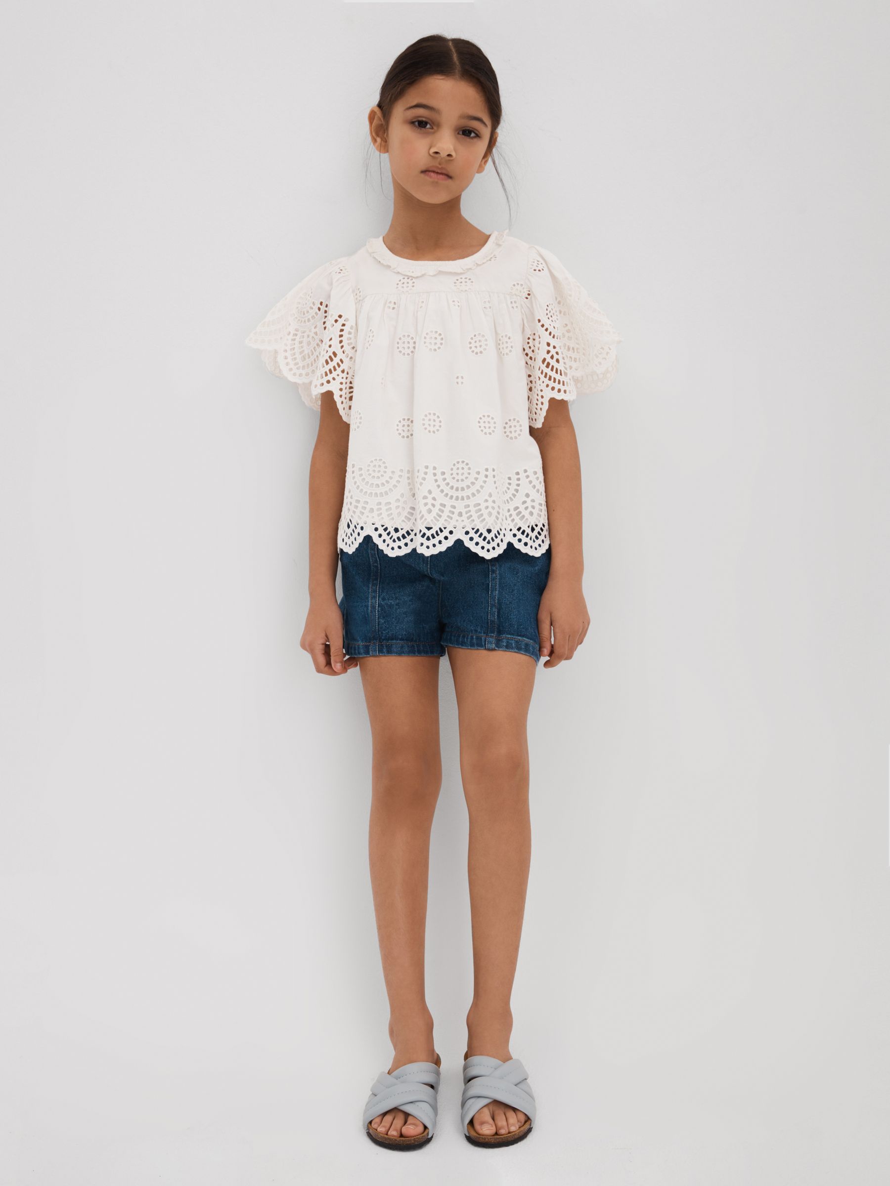 9-13 yrs Cotton Broderie Blouse in Ivory