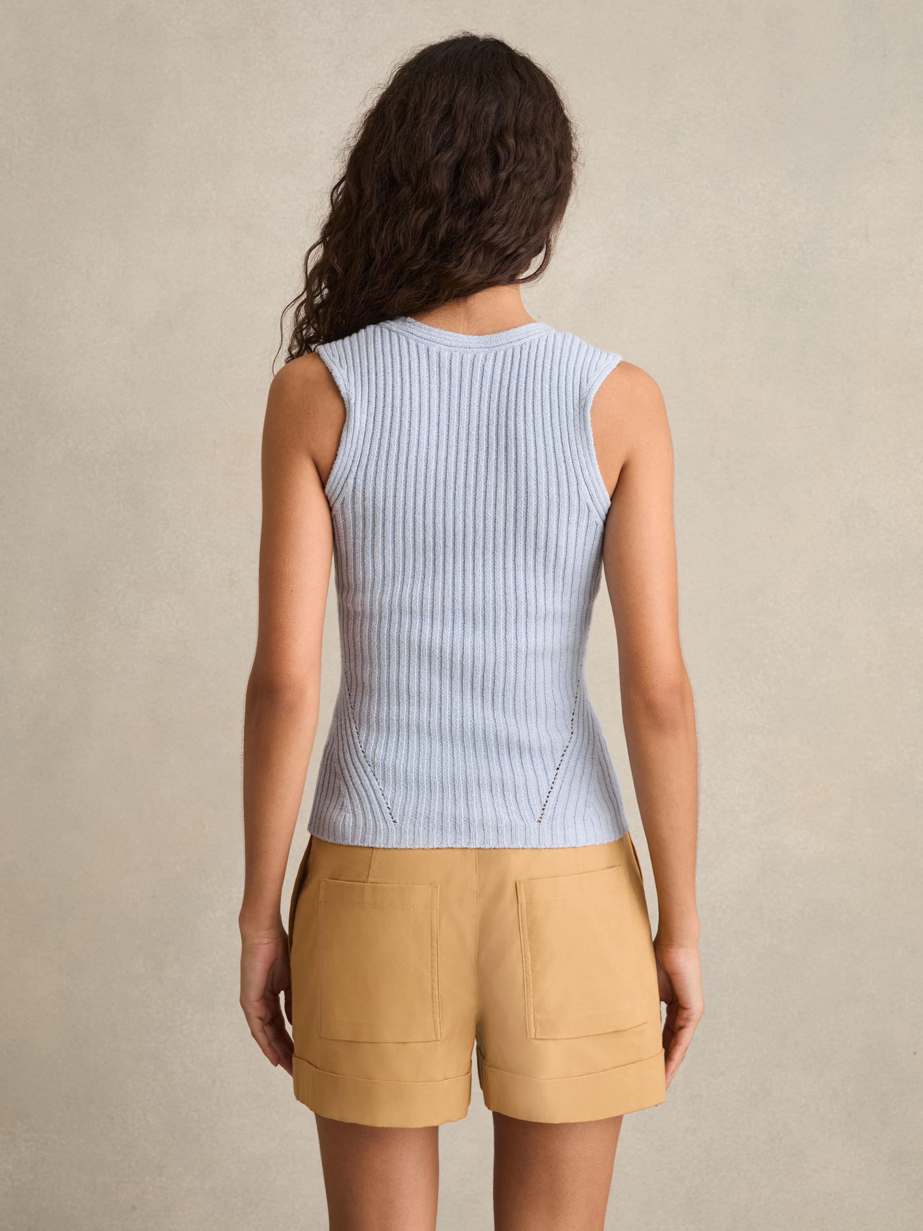 Twist Strap Knit Vest in Blue