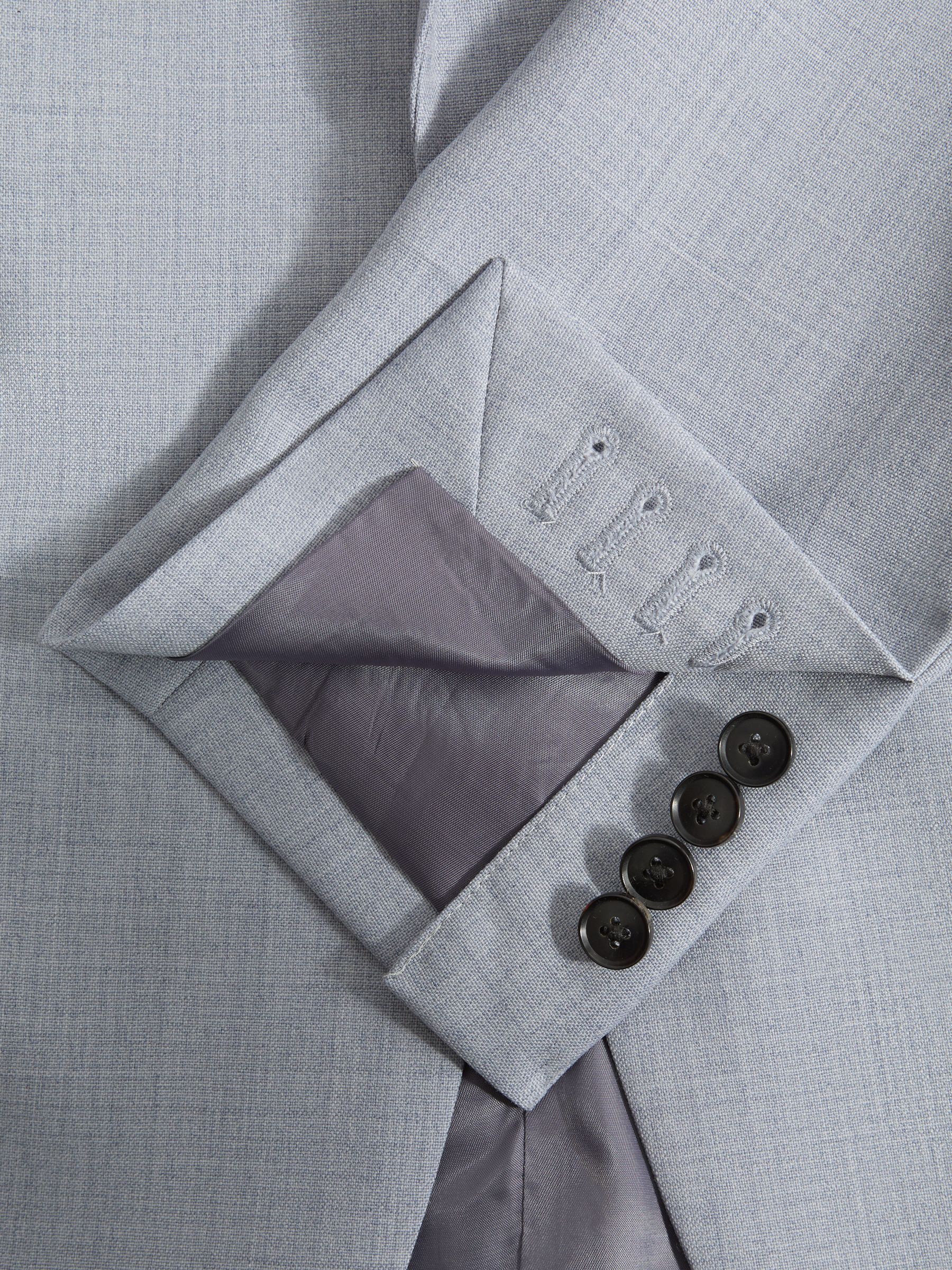 Slim Fit Wool Single Breasted Blazer in Soft Blue