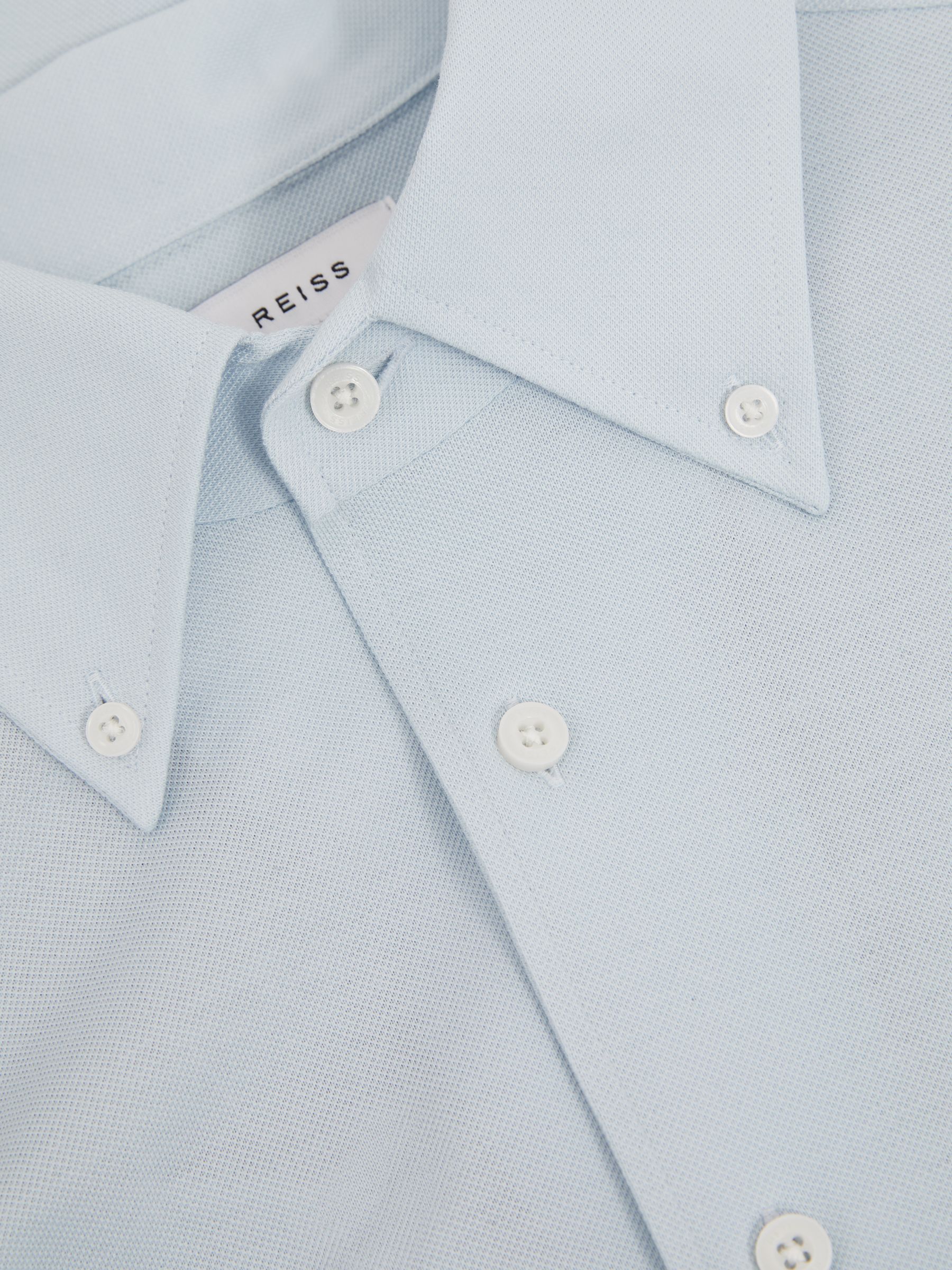 Garment Dyed Cotton Pique Oxford Shirt in Soft Blue