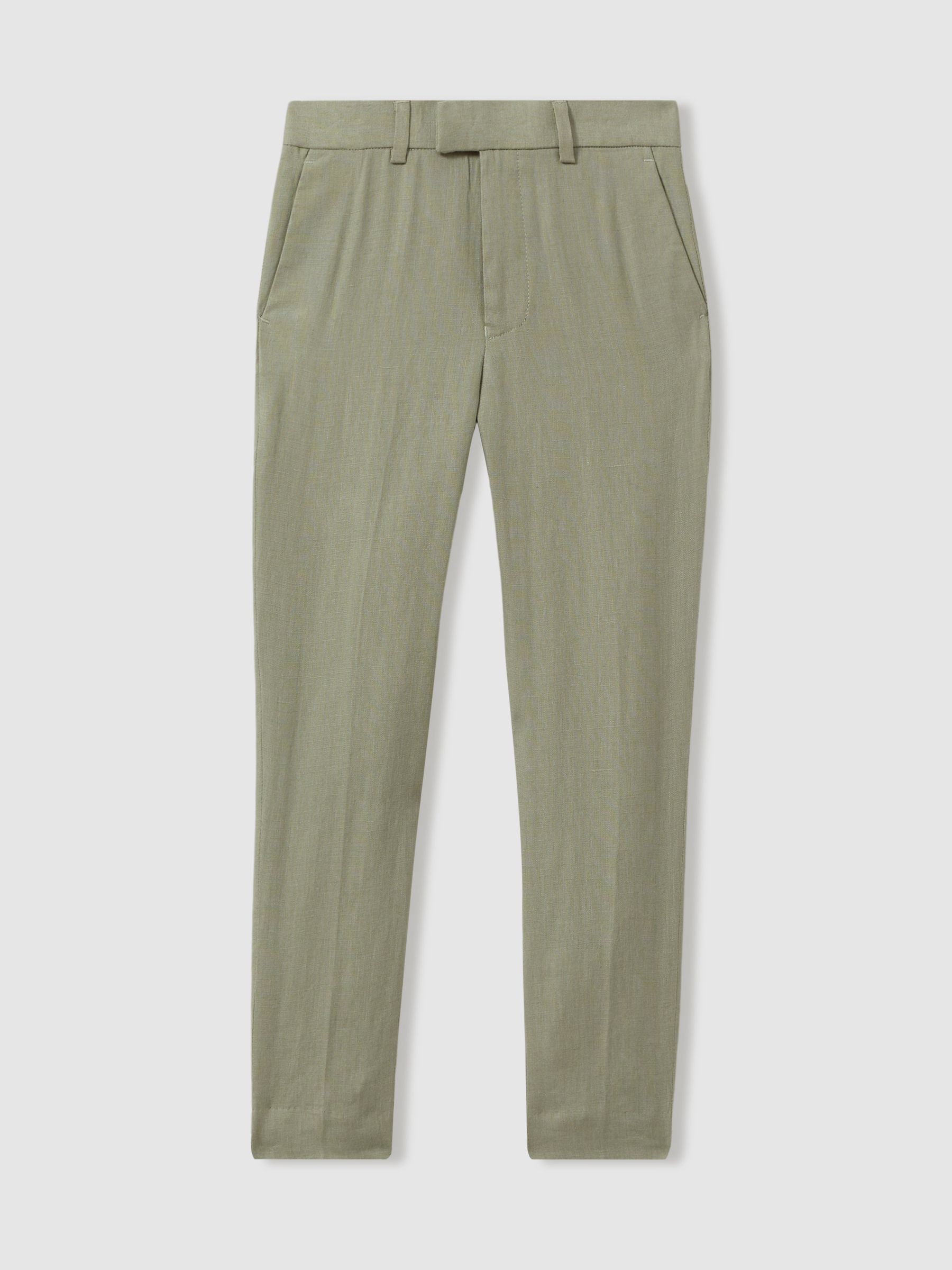 3-9 yrs Slim Fit Linen Adjustable Trousers in Apple