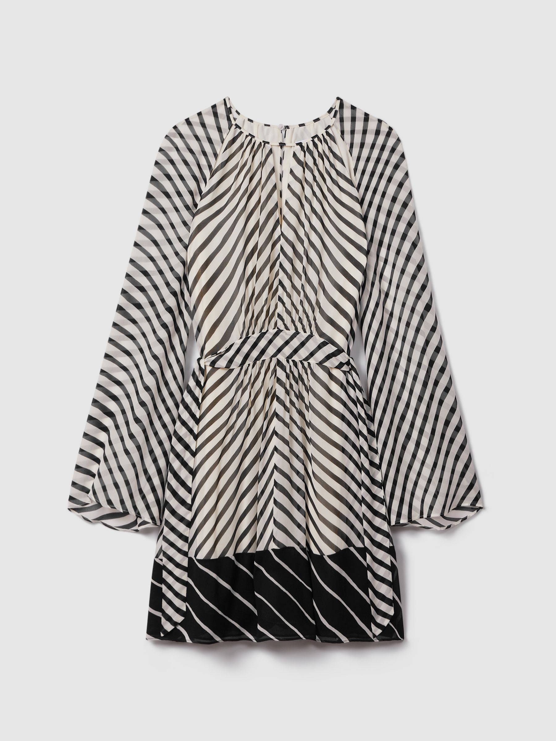 Striped Cut-Out Mini Dress in Black/Neutral