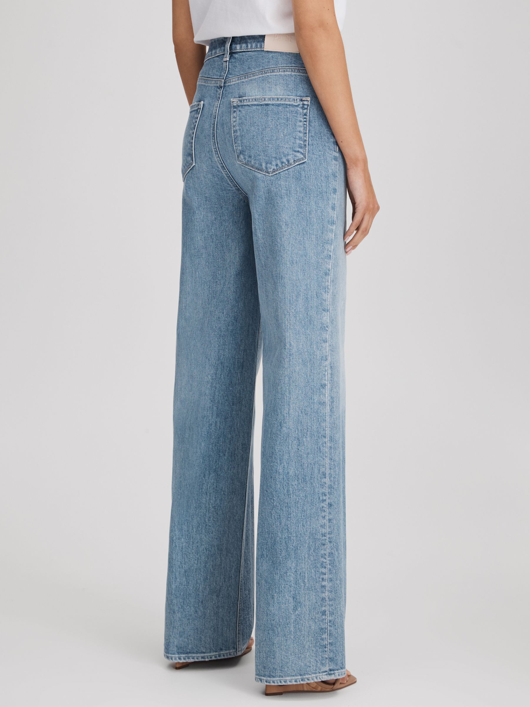 Paige Wide Leg Distressed Jeans in Magnifique Blue