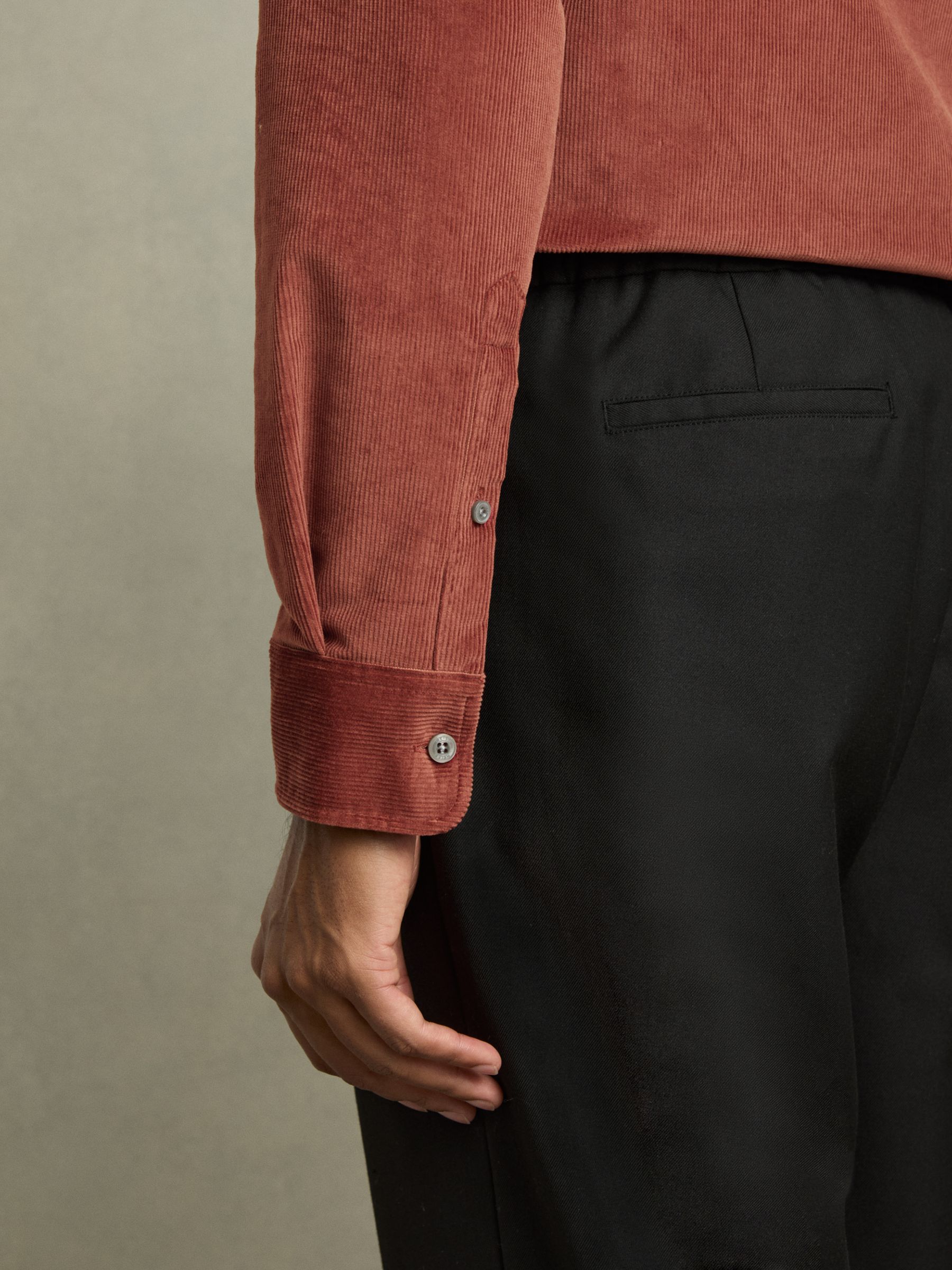 Cotton-Blend Corduroy Overshirt in Rust