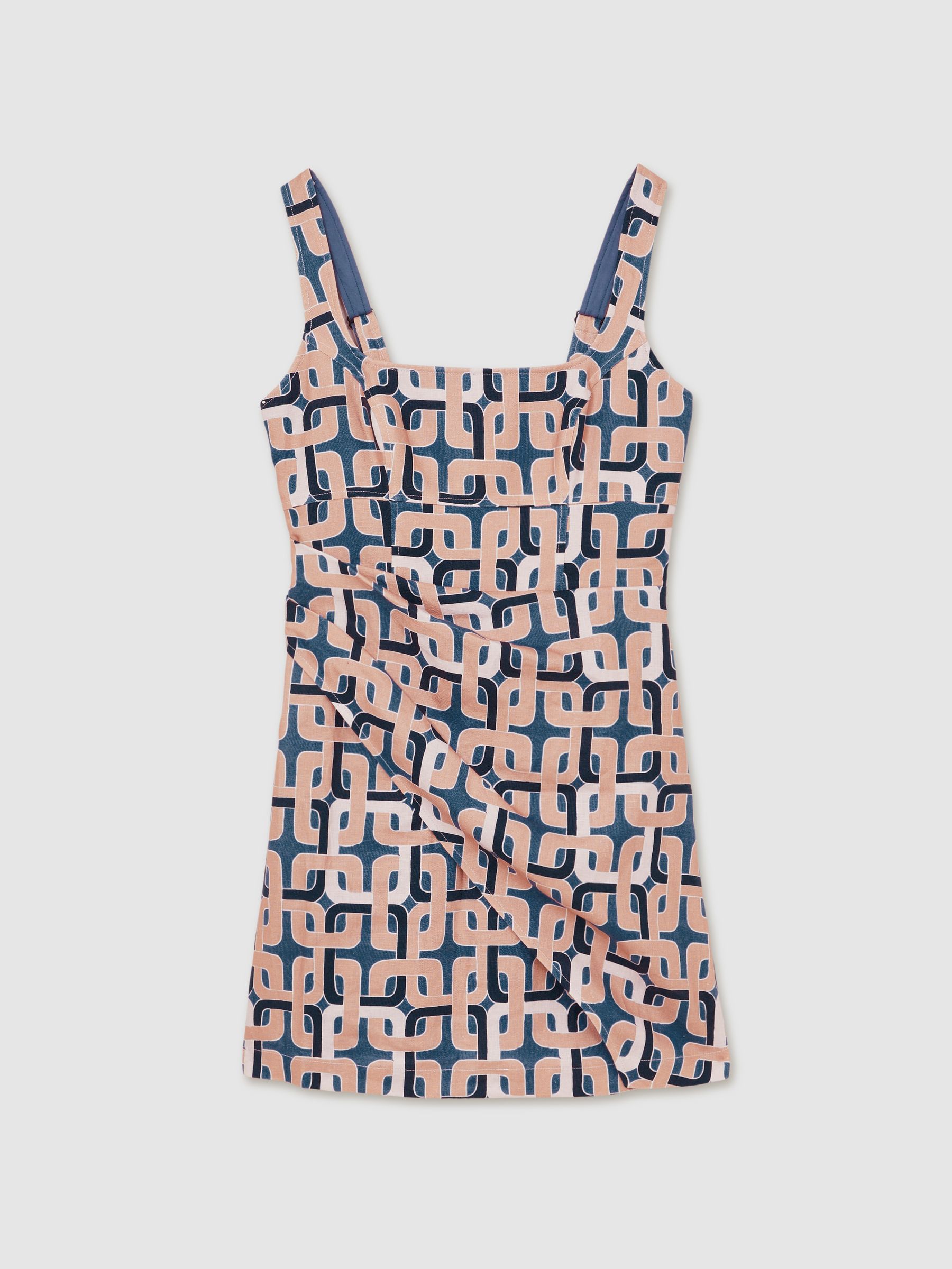 Chain Print Mini Dress in Blue