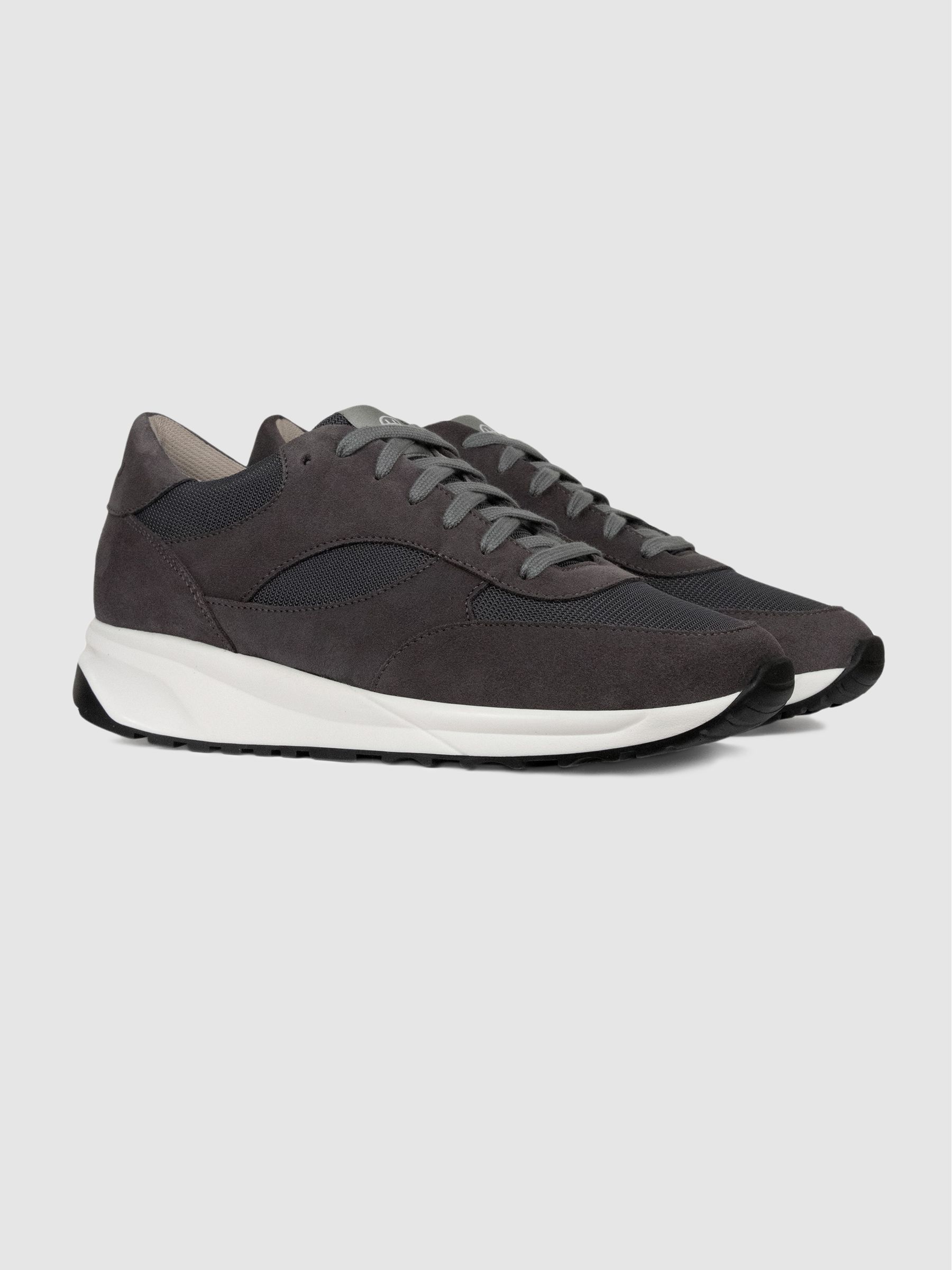 Unseen Footwear Suede and Mesh Rozel Trainers in Grey