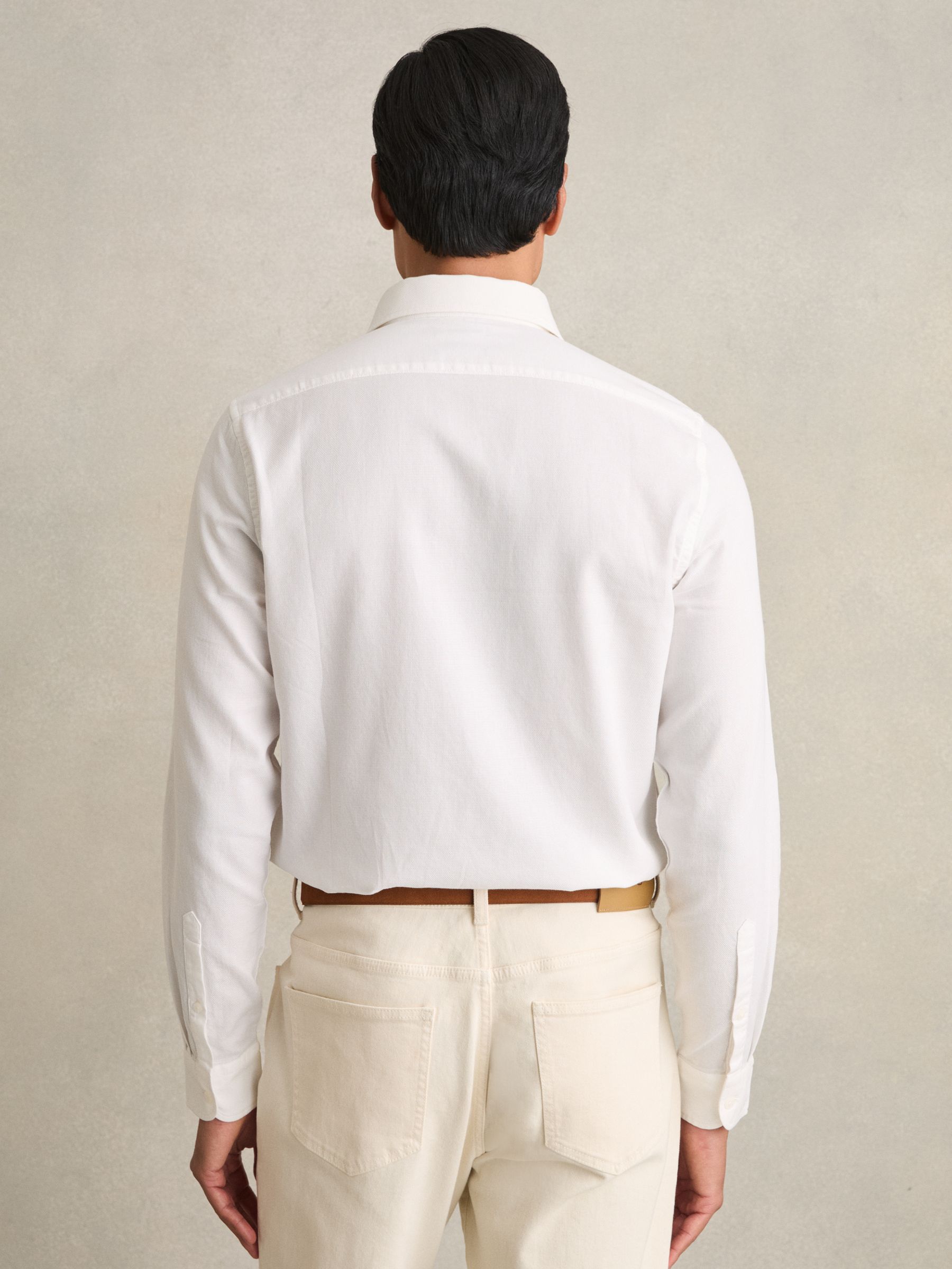 Cotton-Piqué Garment-Dyed Shirt in White