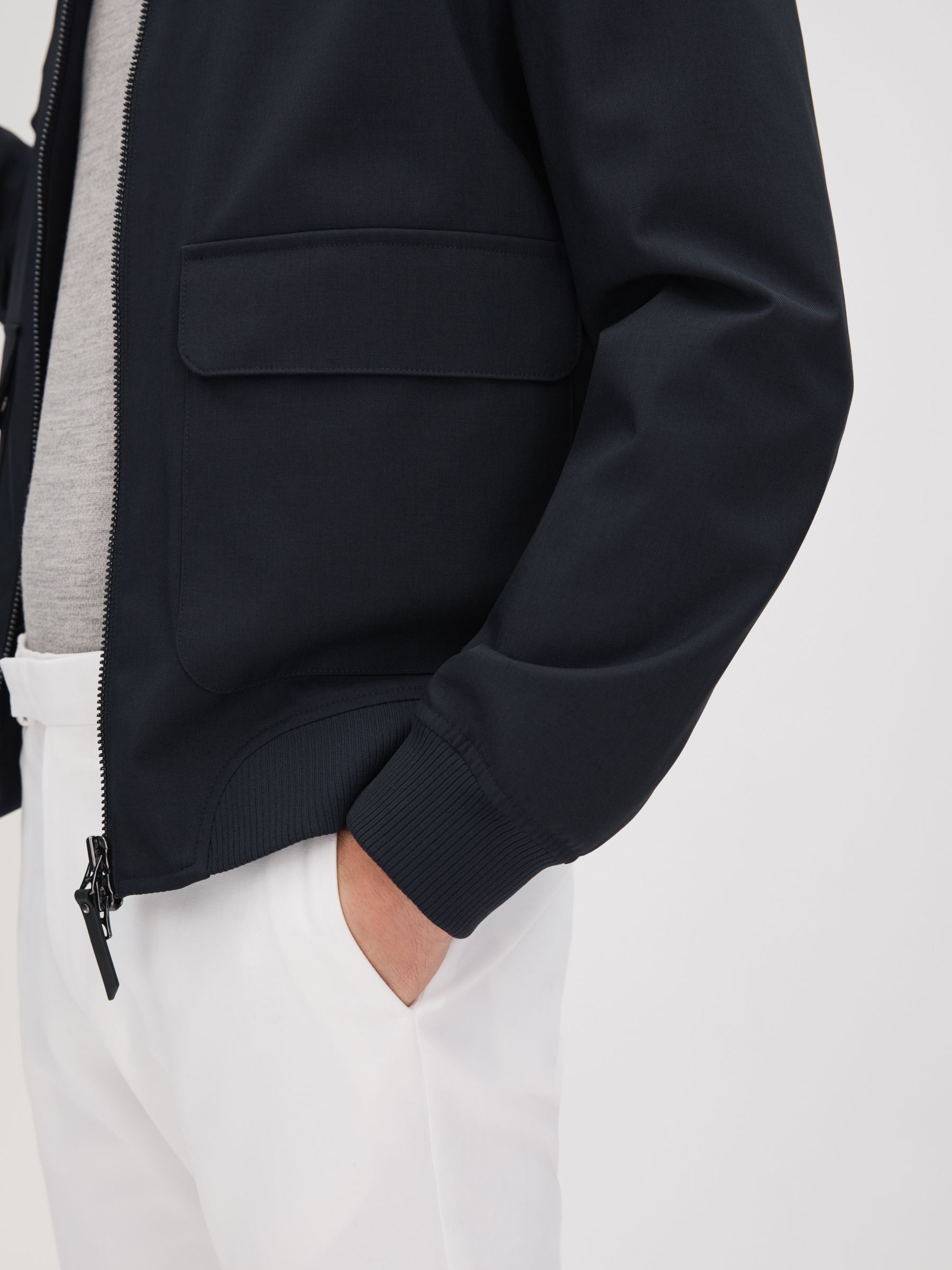 Funnel Neck Zip-Through Jacket in Navy