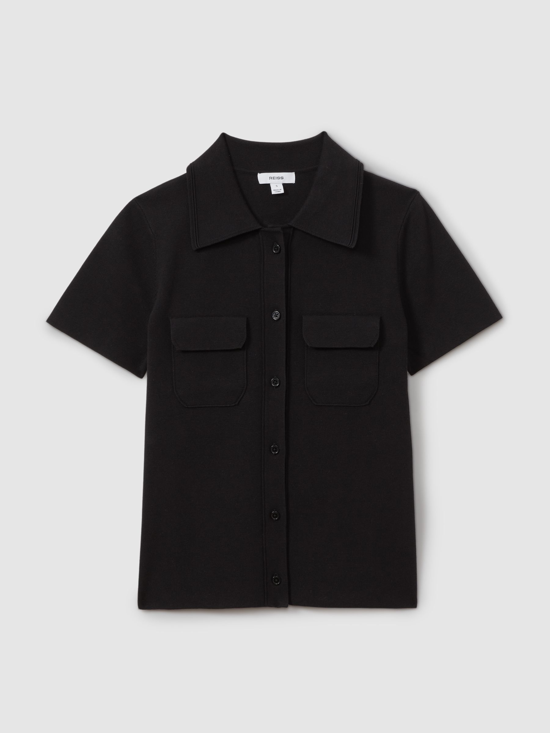 Knitted Polo Shirt in Black