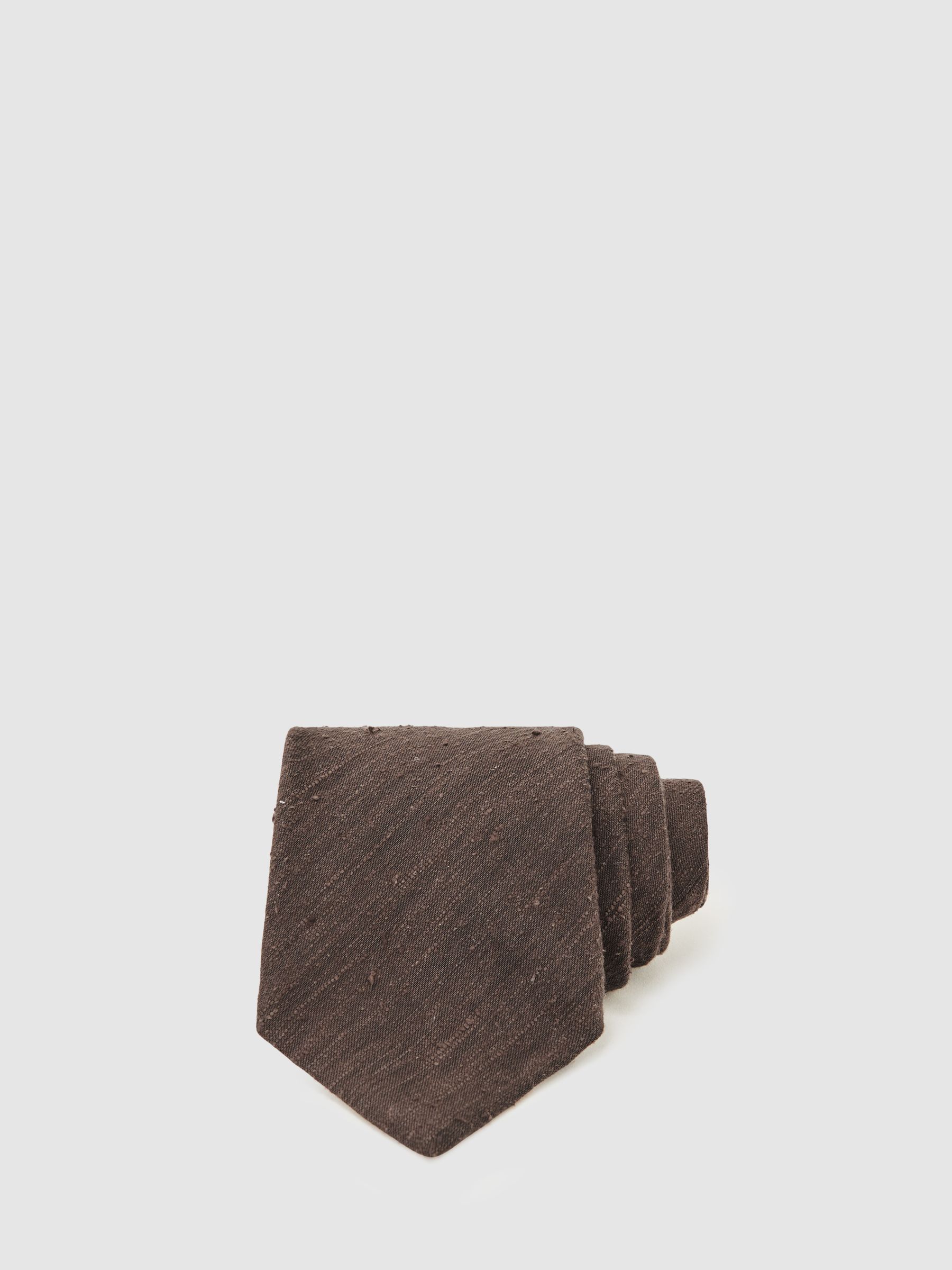 Silk Blend Textured Tie in Chocolate Brown