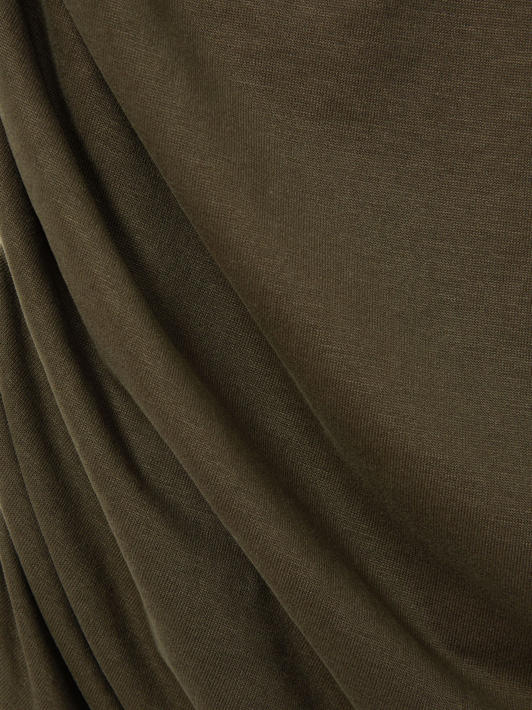 Victoria Khaki Ruched Jersey Open-Collar Mini Dress