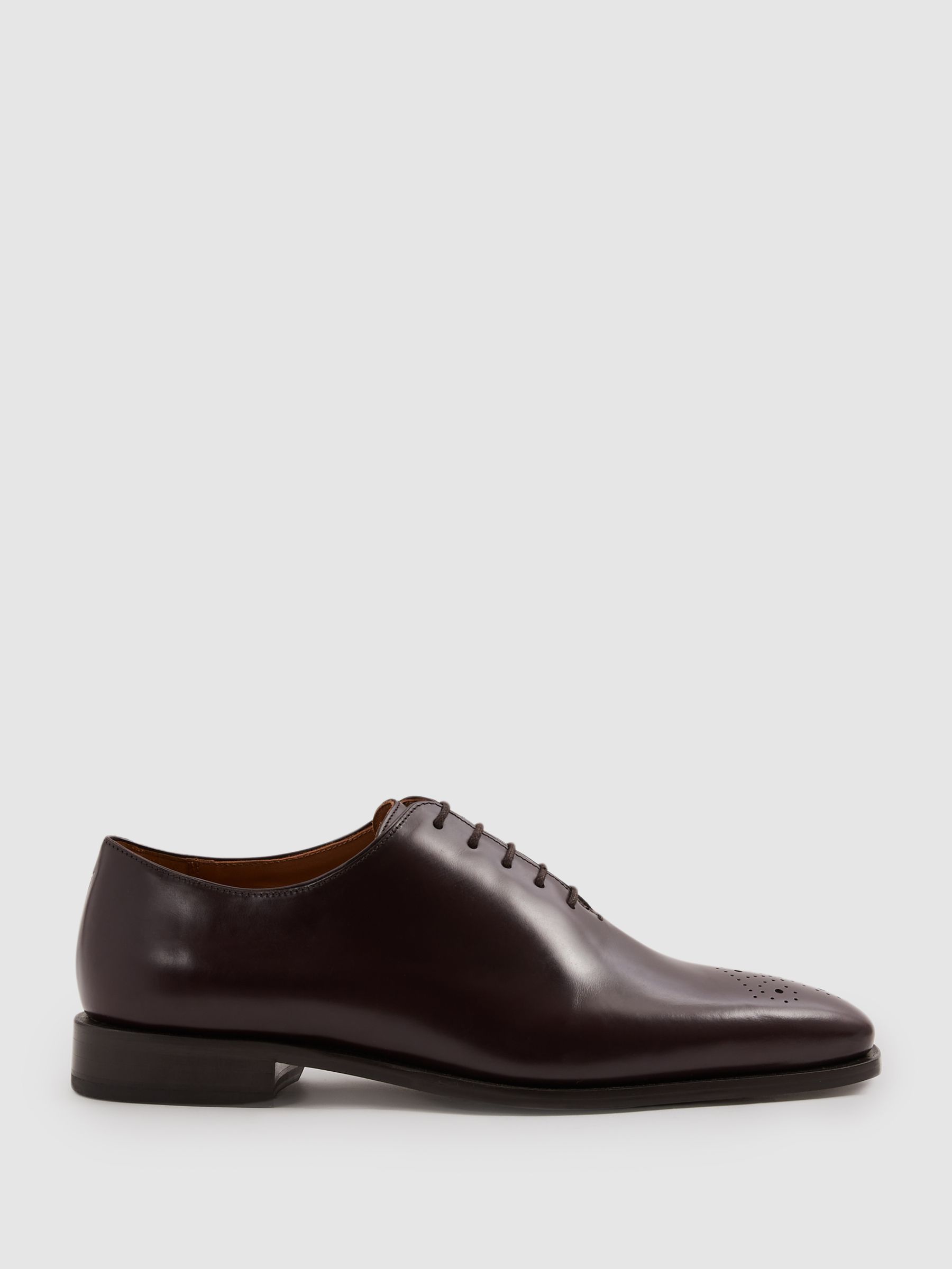 Leather Brogue Detail Lace-Up Shoes in Oxblood