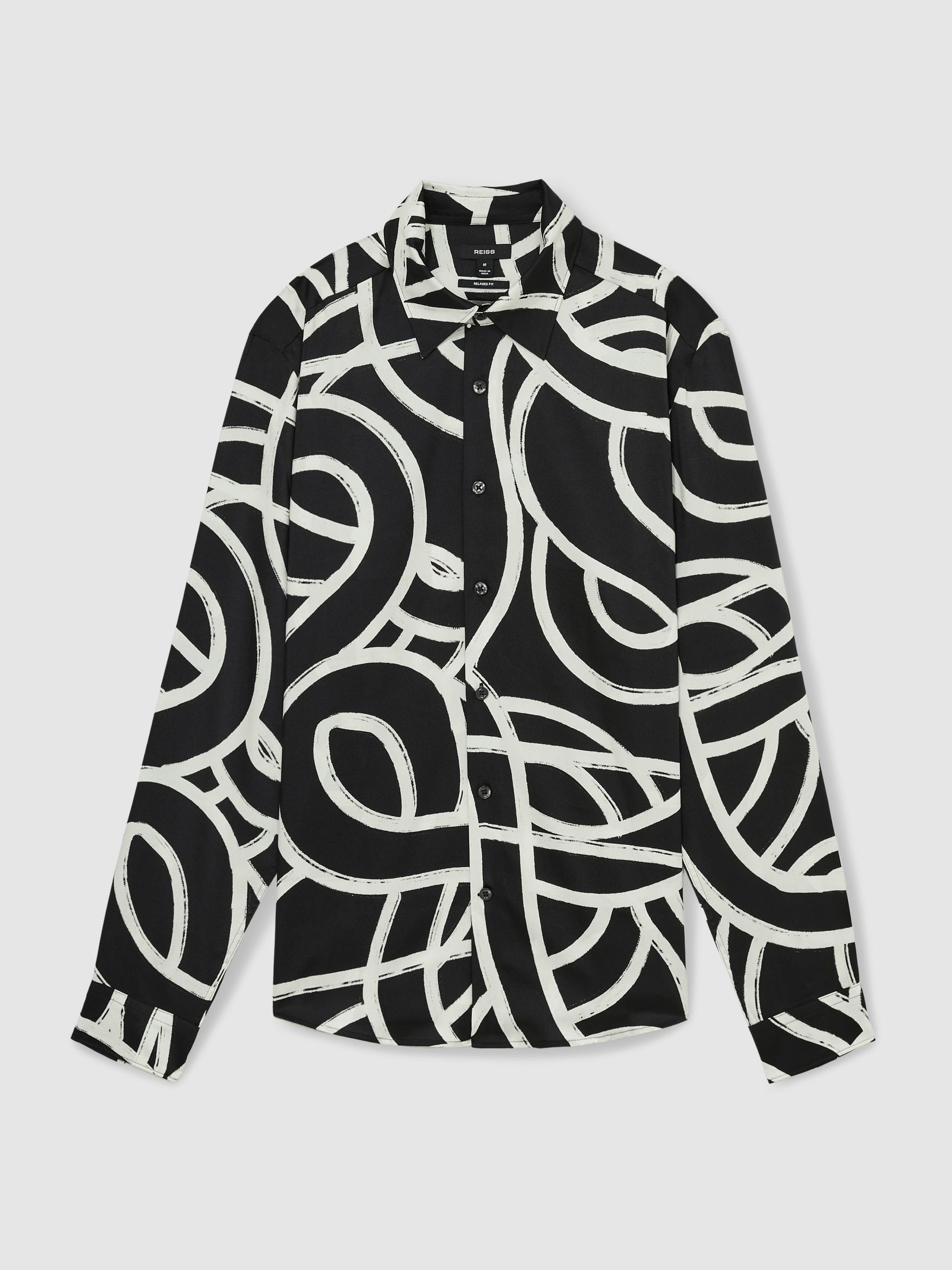 Abstract Painted Print Shirt in Black/White