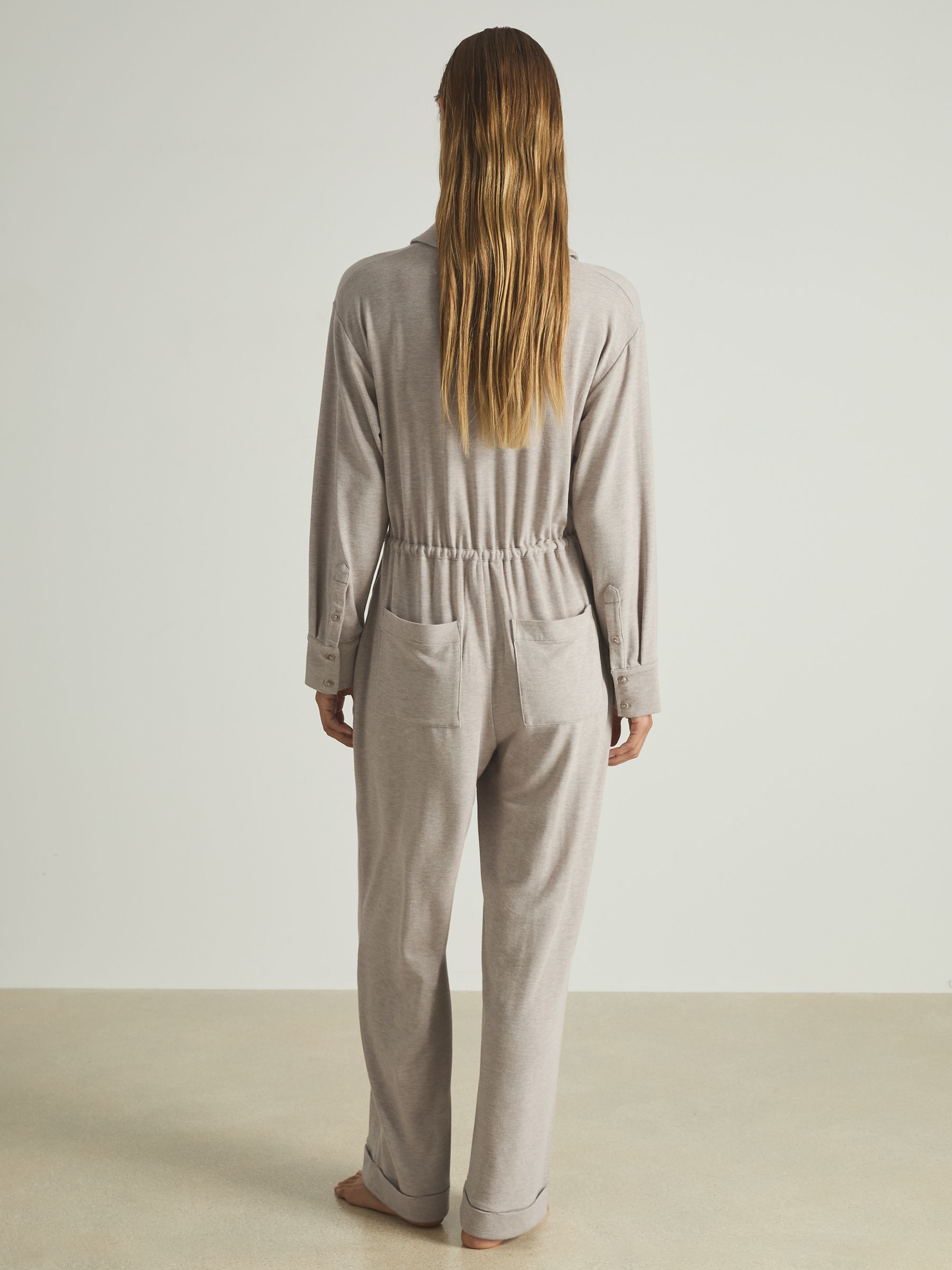 Thermal Jersey Drawstring Jumpsuit in Fawn