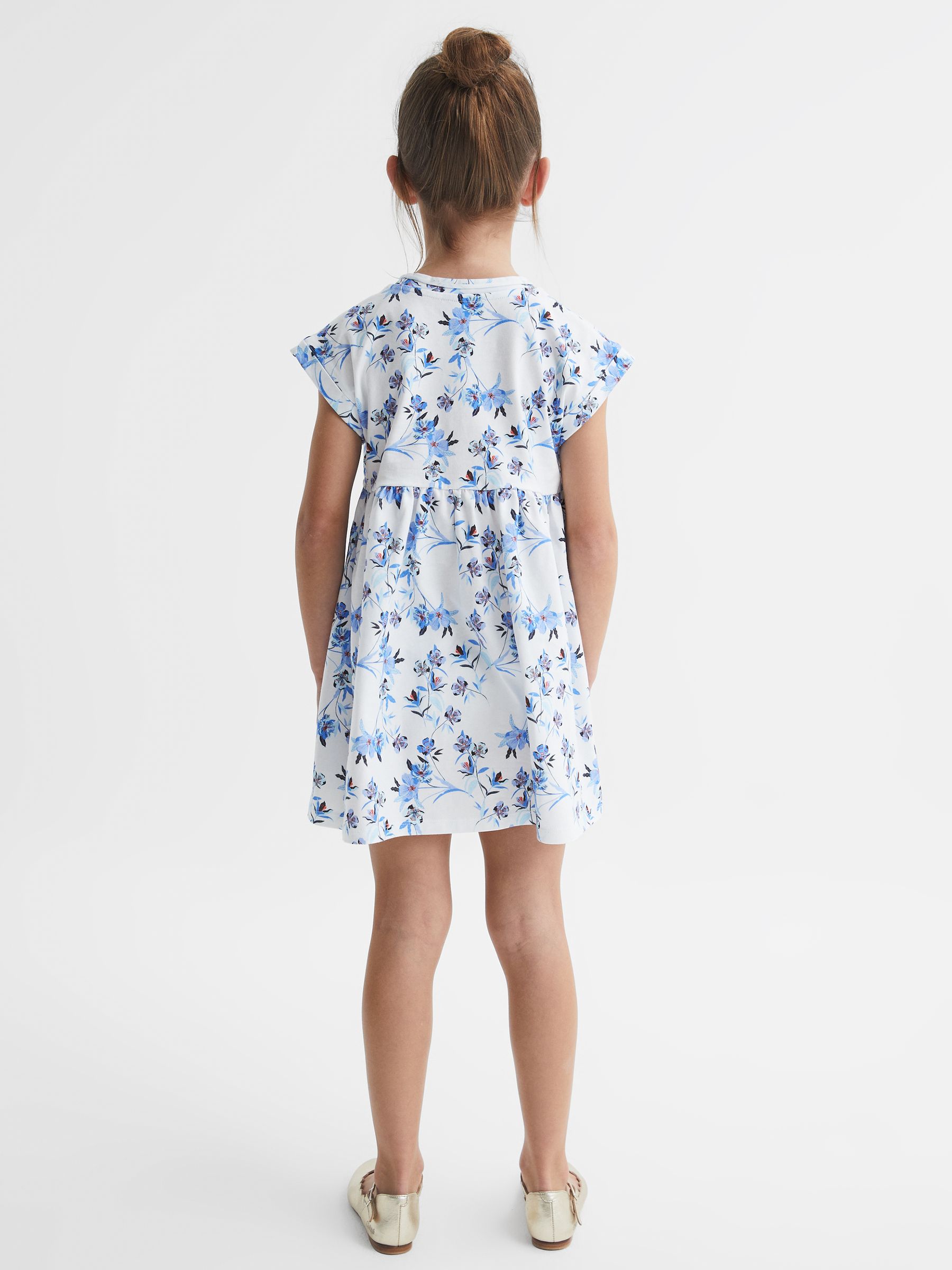 4-9 yrs Floral Print Jersey Dress in Blue Print