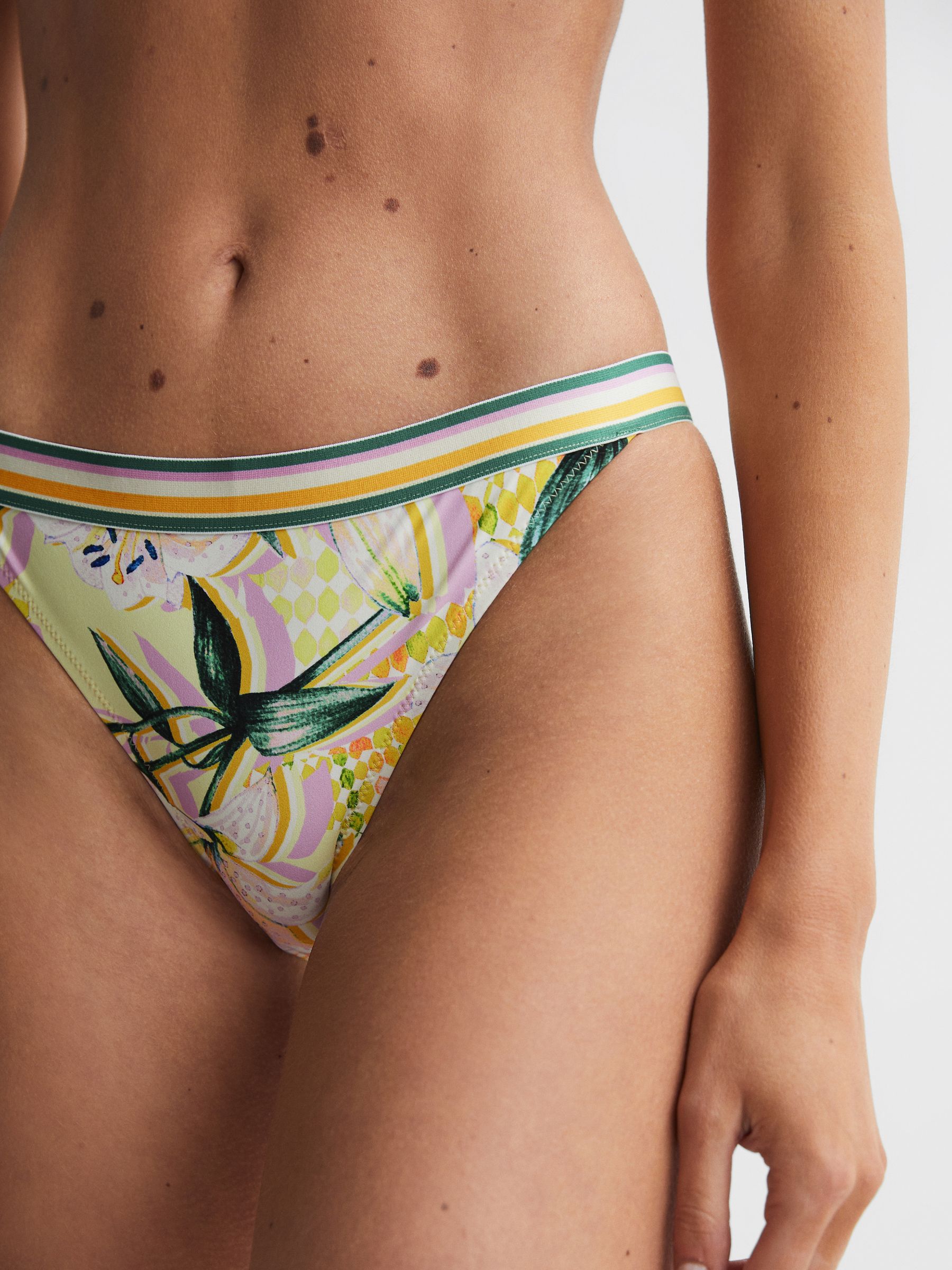 Floral Print Bikini Bottoms in Yellow Print