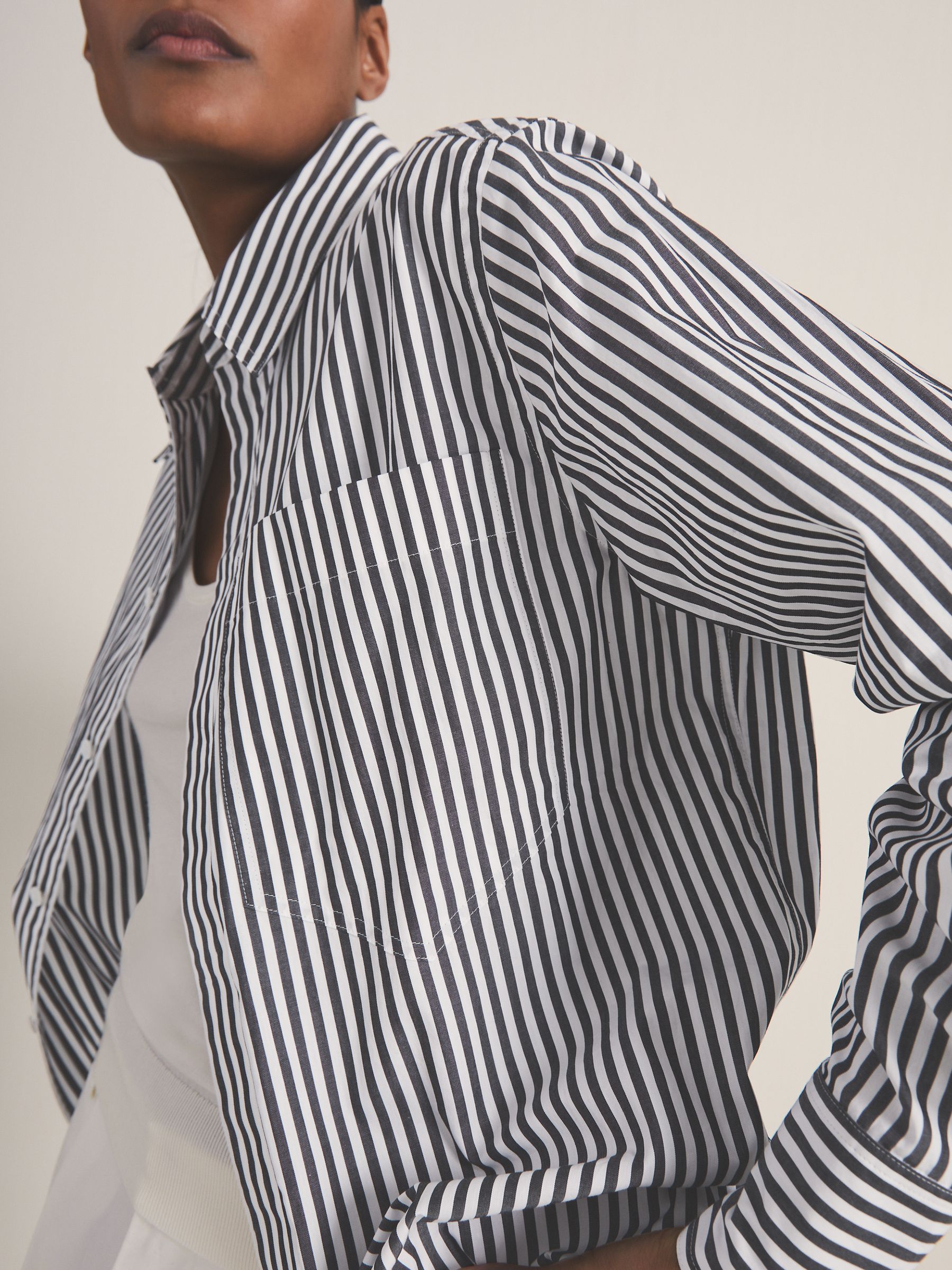 Reiss | Les 100 Ciels Stripe Shirt in White/Navy