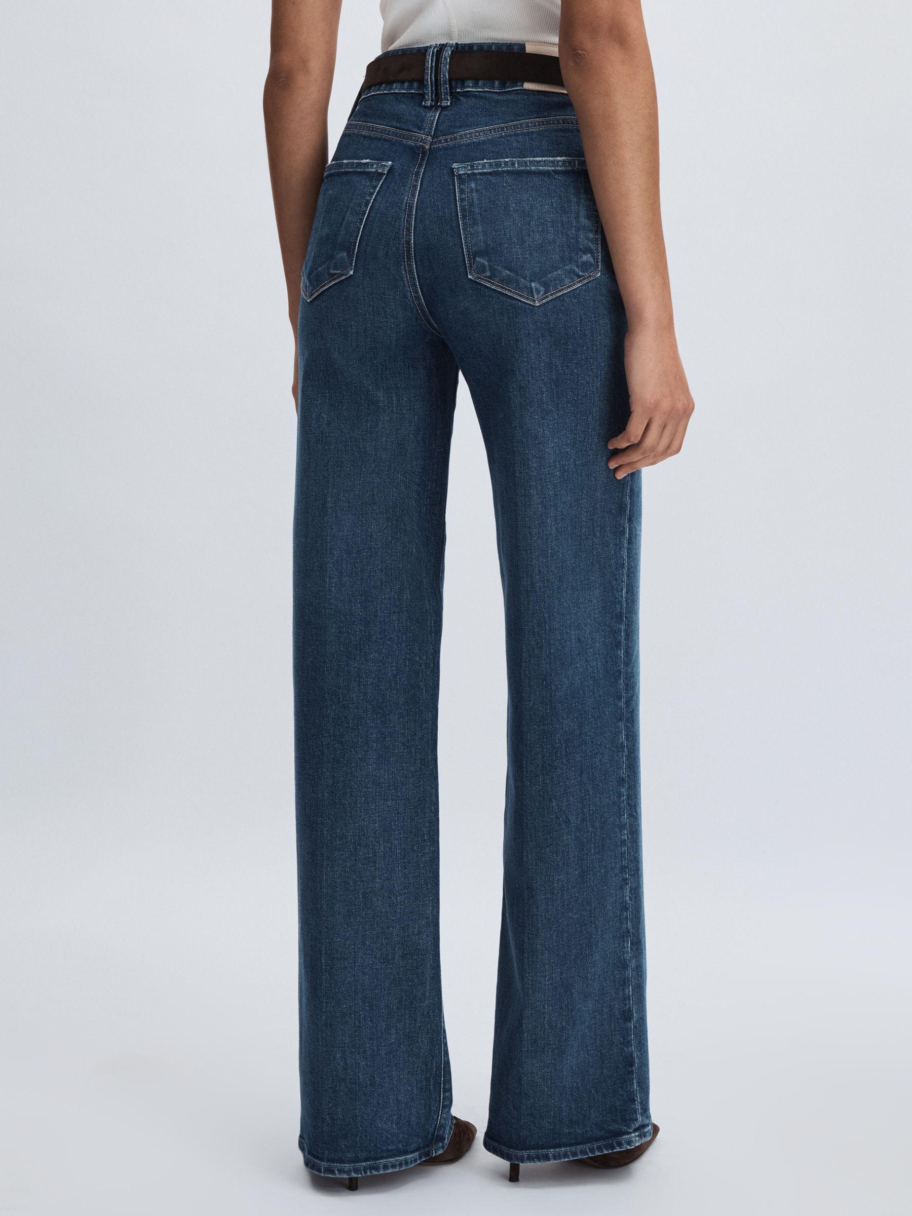 Paige High Rise Wide Leg Jeans in Boogie Blue