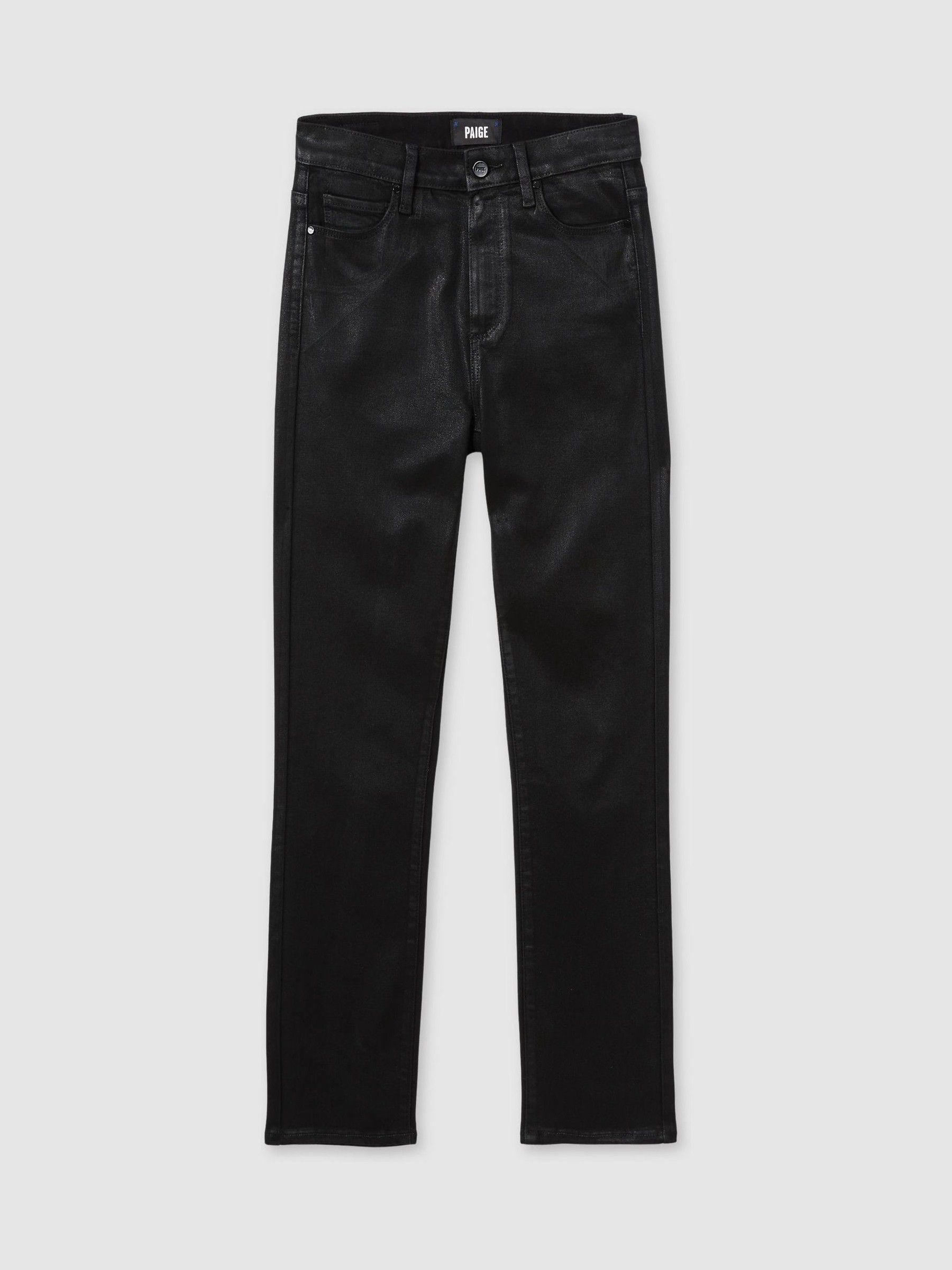 Paige Coated Straight-Leg Jeans in Black