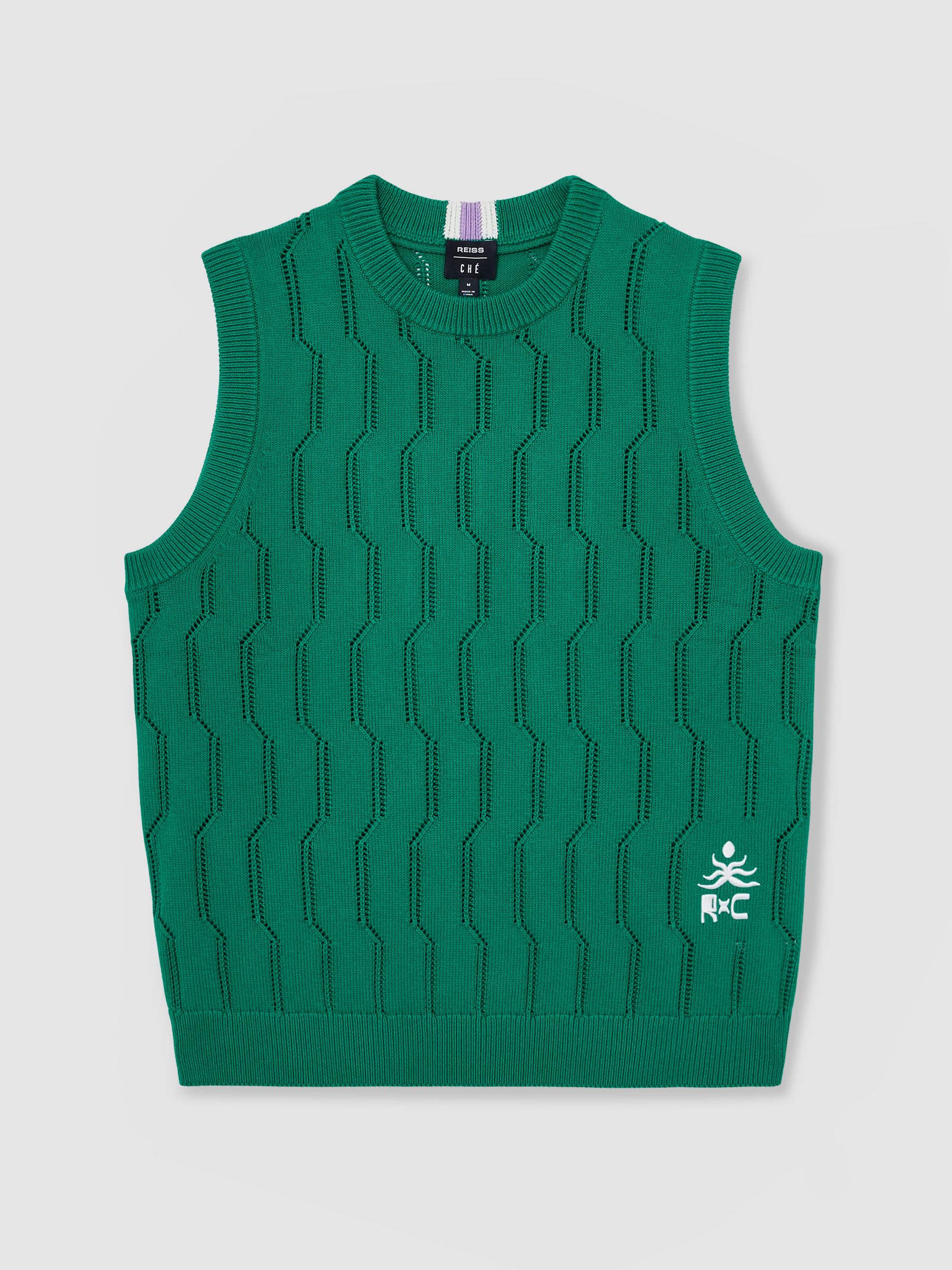 Ché Pointelle Crew-Neck Vest in Bright Green